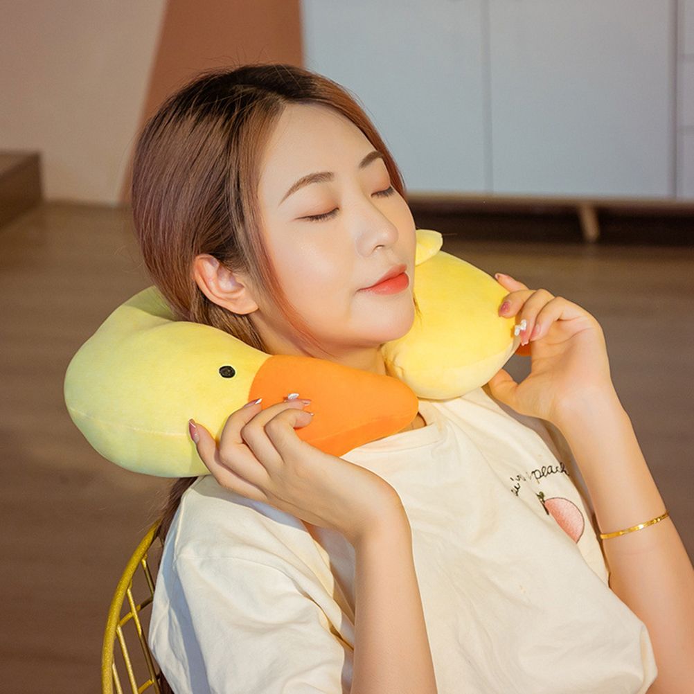 Japanese Anime Duck Plush Dolls Big Goose U Shaped Neck Pillow Cute Stuffed Animal Toy Travel Pillow Birthday Xmas Gift
