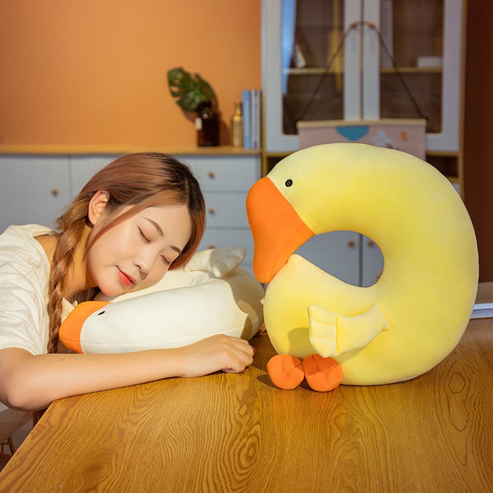 Japanese Anime Duck Plush Dolls Big Goose U Shaped Neck Pillow Cute Stuffed Animal Toy Travel Pillow Birthday Xmas Gift