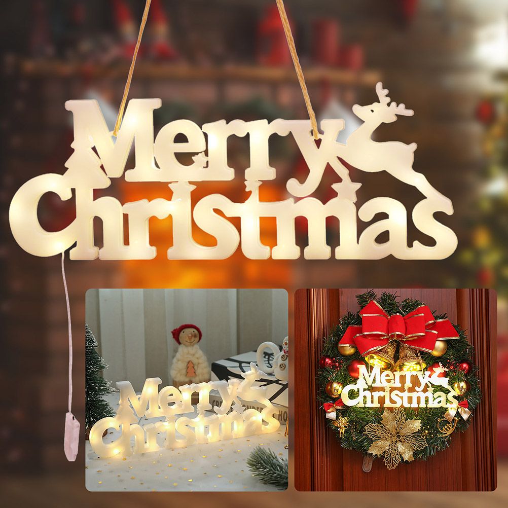 Merry Christmas LED Lights Christmas Tree Wreath Hanging Lights Christmas Home Decorations Party Supplies