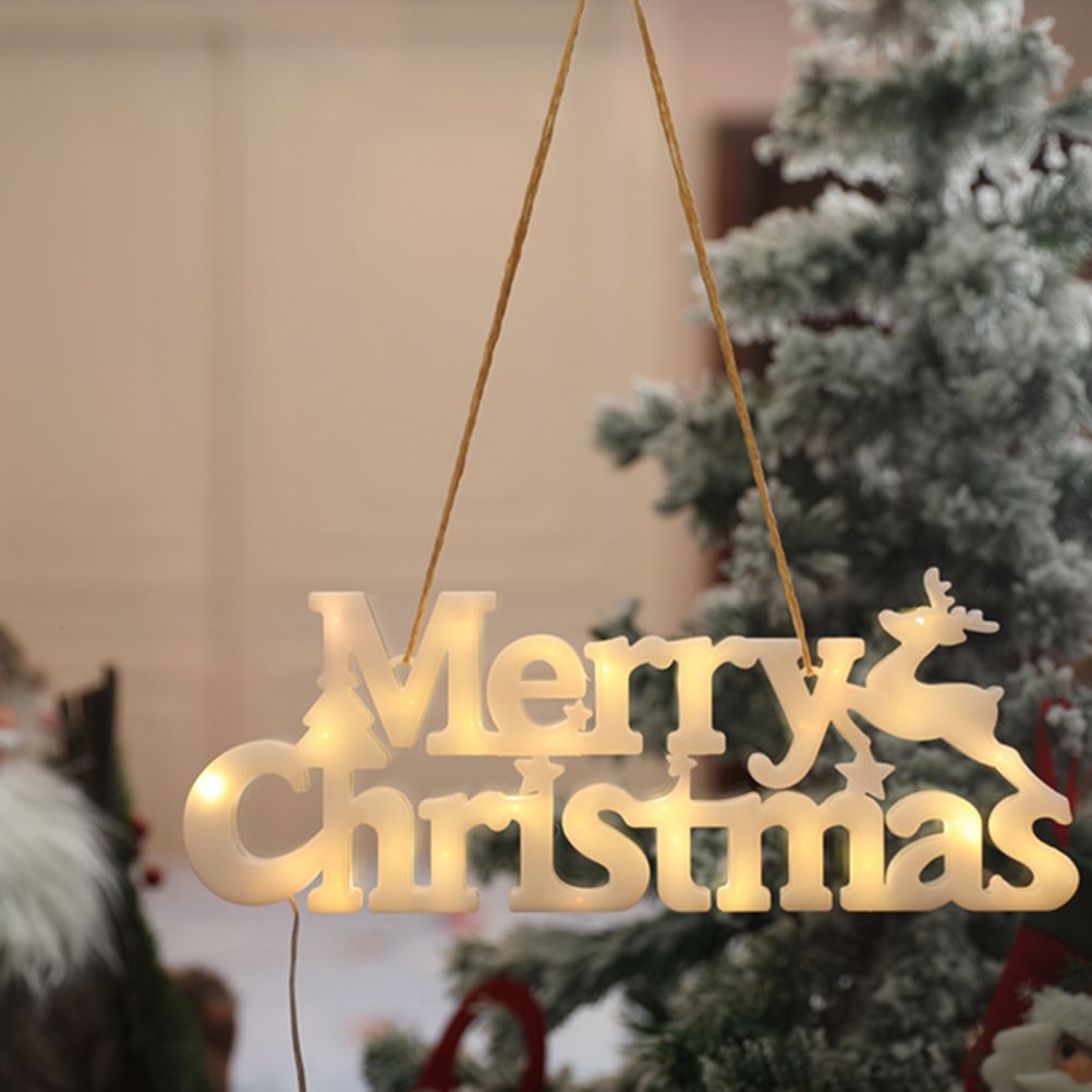 Merry Christmas LED Lights Christmas Tree Wreath Hanging Lights Christmas Home Decorations Party Supplies