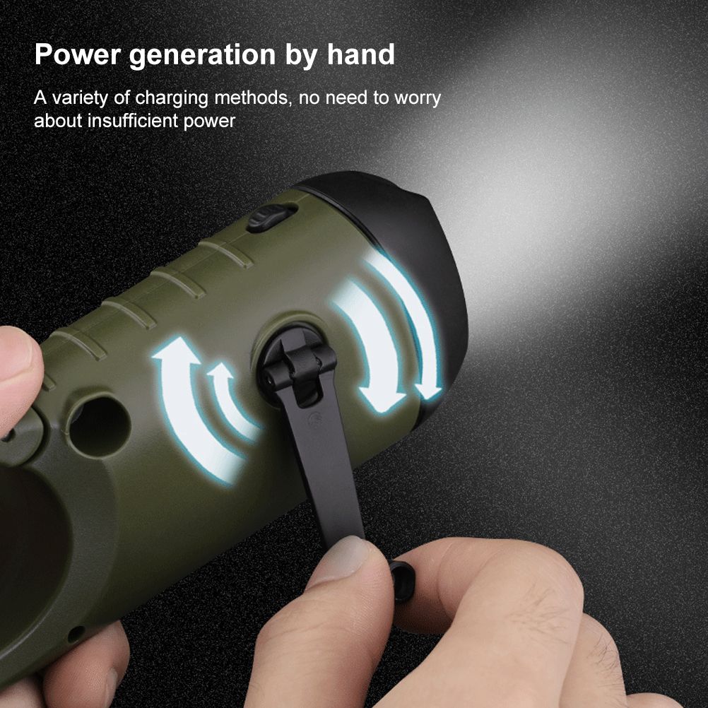 Solar Powered Hand Crank Flashlight Emergency LED Flashlight Survival Flashlight Quick Snap Carbiner Flashlight for Outdoor Sports
