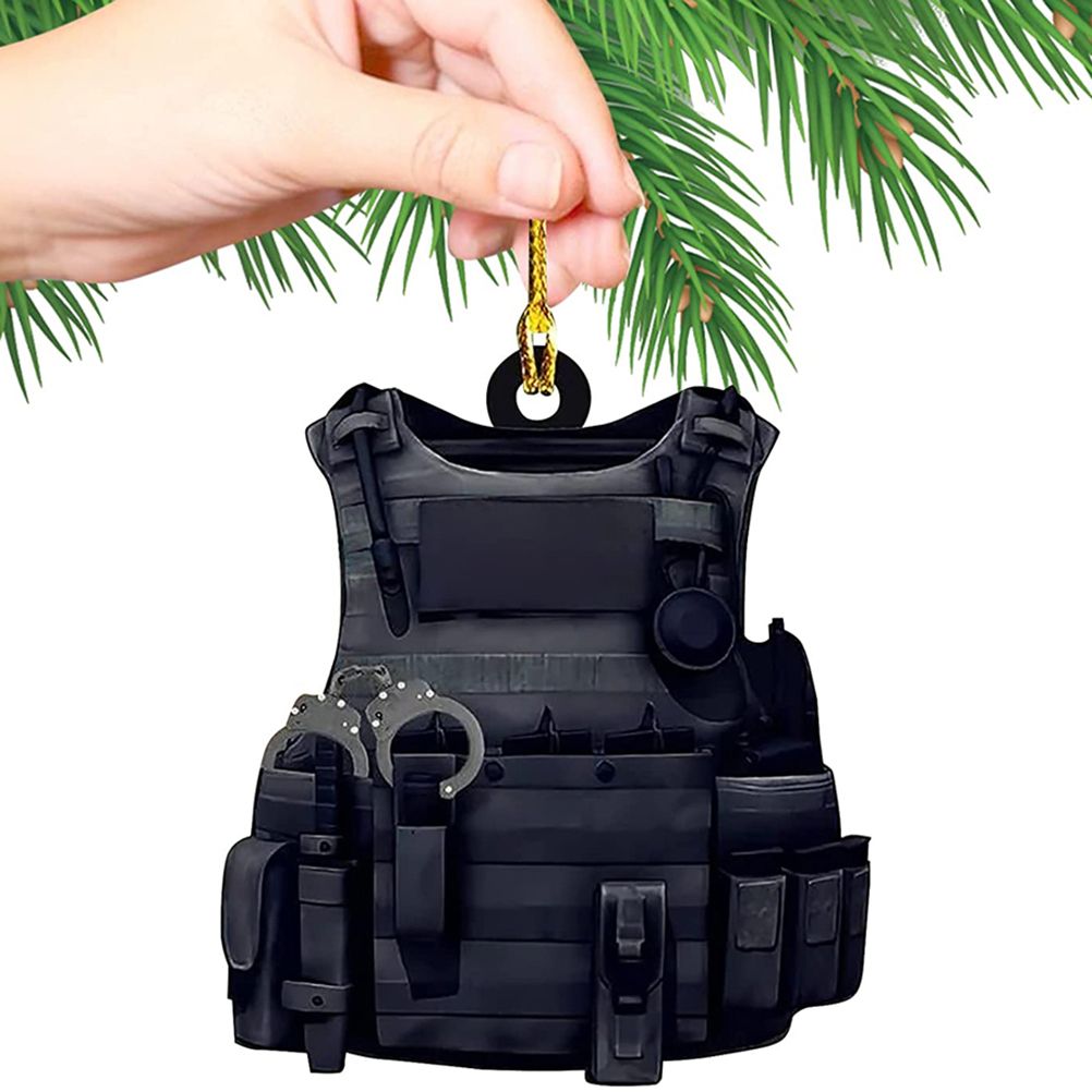Christmas Pendant Police Equipment Santa Christmas Tree Hanging Ornament Car Rearview Mirror Backpack Pendant Holiday Party Decoration