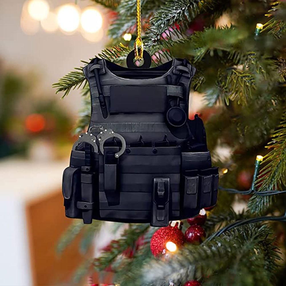 Christmas Pendant Police Equipment Santa Christmas Tree Hanging Ornament Car Rearview Mirror Backpack Pendant Holiday Party Decoration