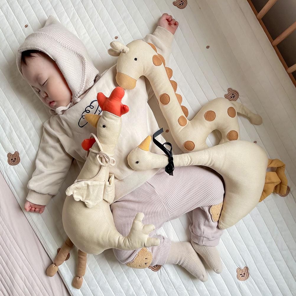 Cartoon Stuffed Plush Animal Pillow Cotton Goose Giraffe Rooster Plush Cushion Animal Cushion Home Office Decor Birthday Gift