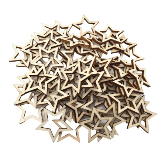 100 Pieces Wooden Hollow Star Decoration Wooden Discs Embellishments Craft Making DIY for Wedding Christmas Tree