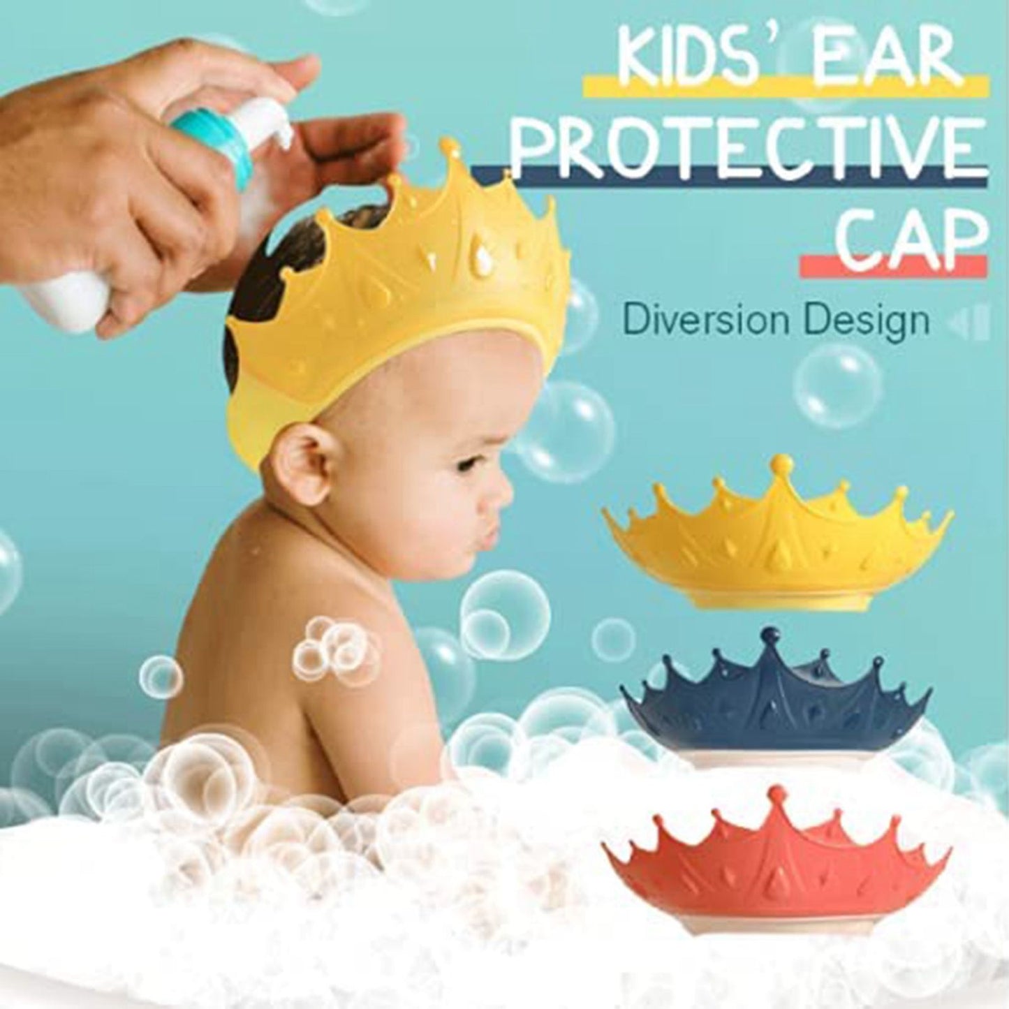 Shower Cap Protective Cute Adjustable Safe Shower Bathing Cap for Toddler Kids
