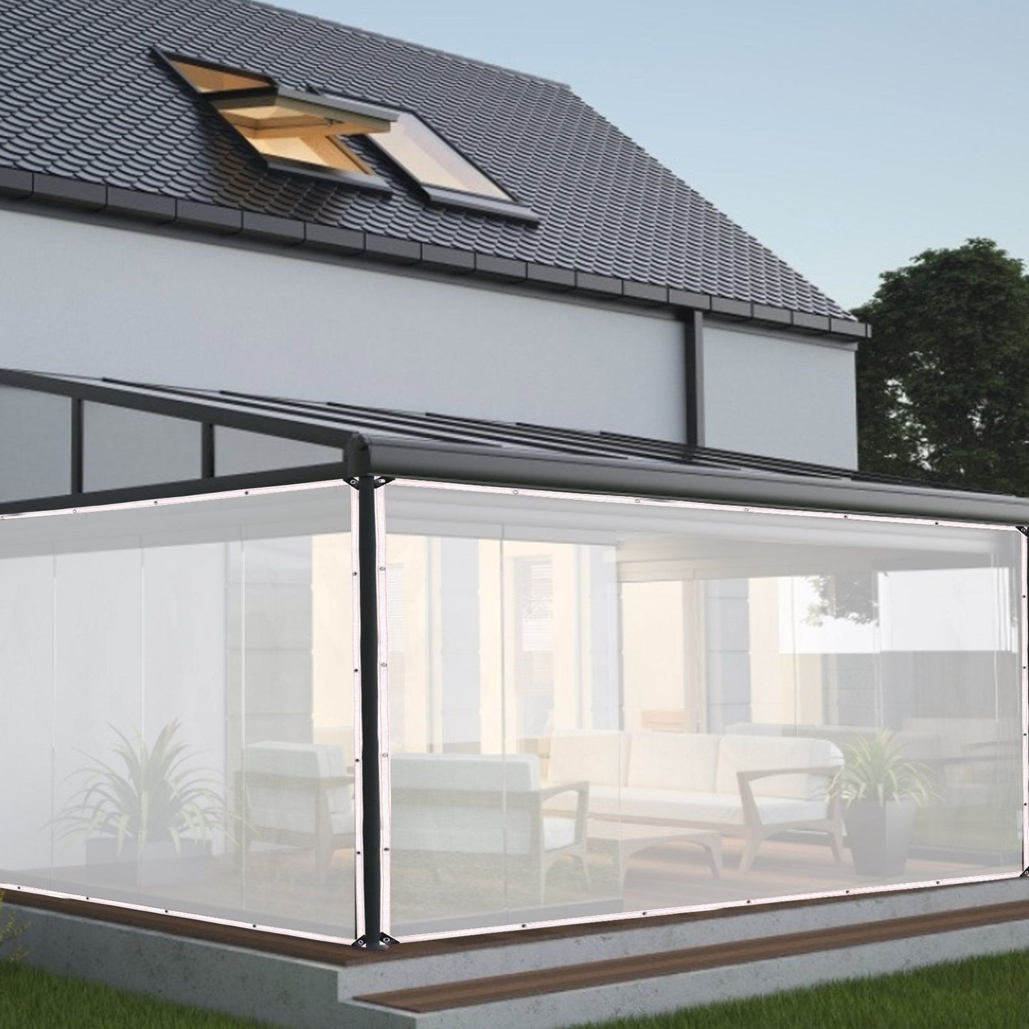 Transparent Rain Tarp Thickened PE Garden Plants Rain Shelter Cover for Courtyard Balcony