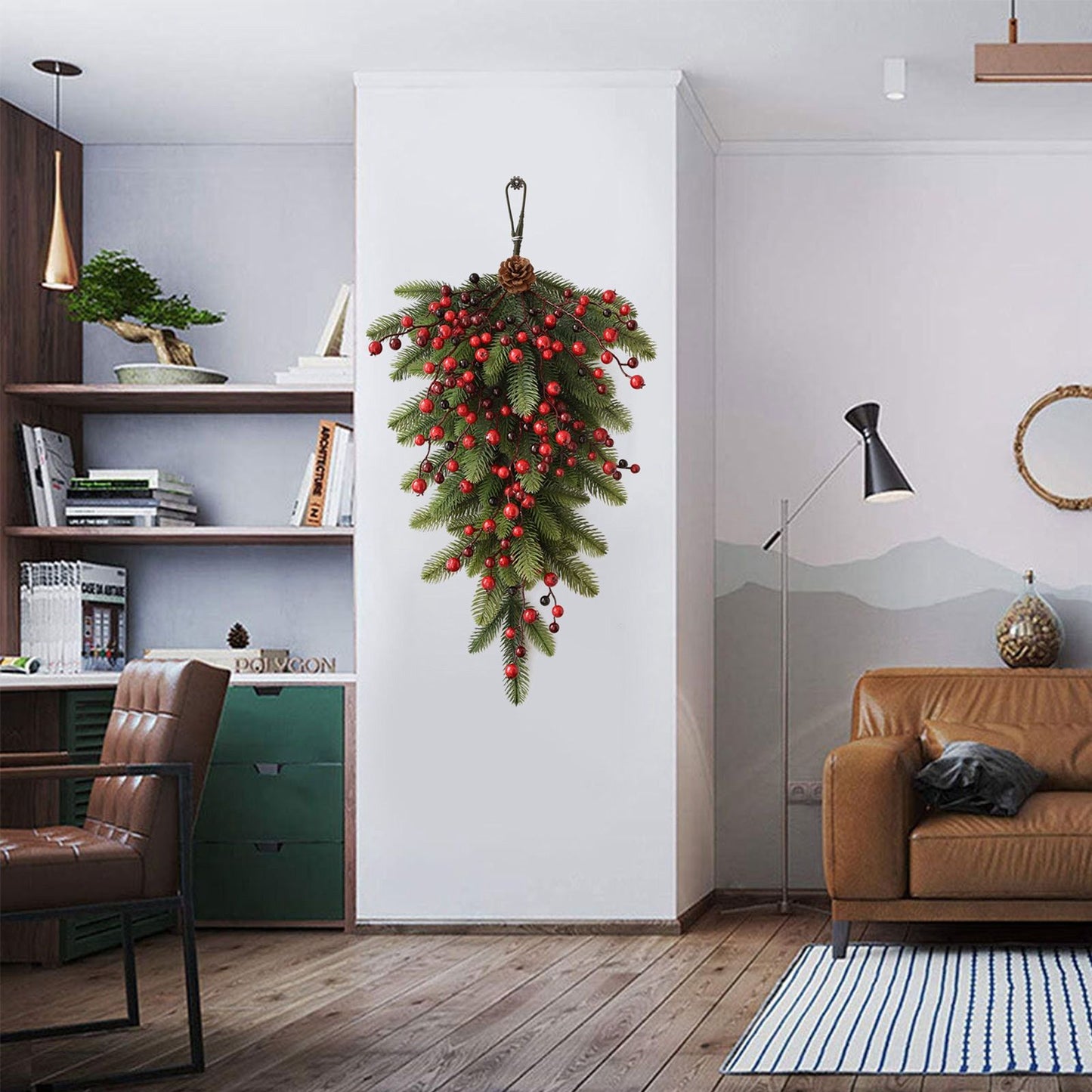 Green Red Fruit Decoration Christmas Decoration Hanging Upside Down Greenery Wall Hanging Decoration