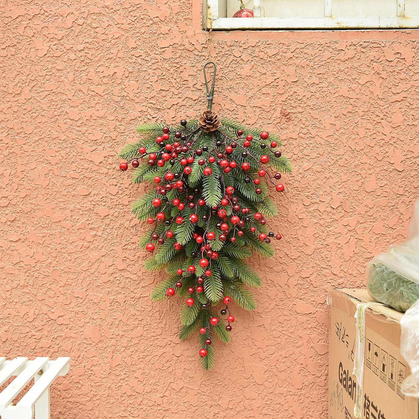 Green Red Fruit Decoration Christmas Decoration Hanging Upside Down Greenery Wall Hanging Decoration