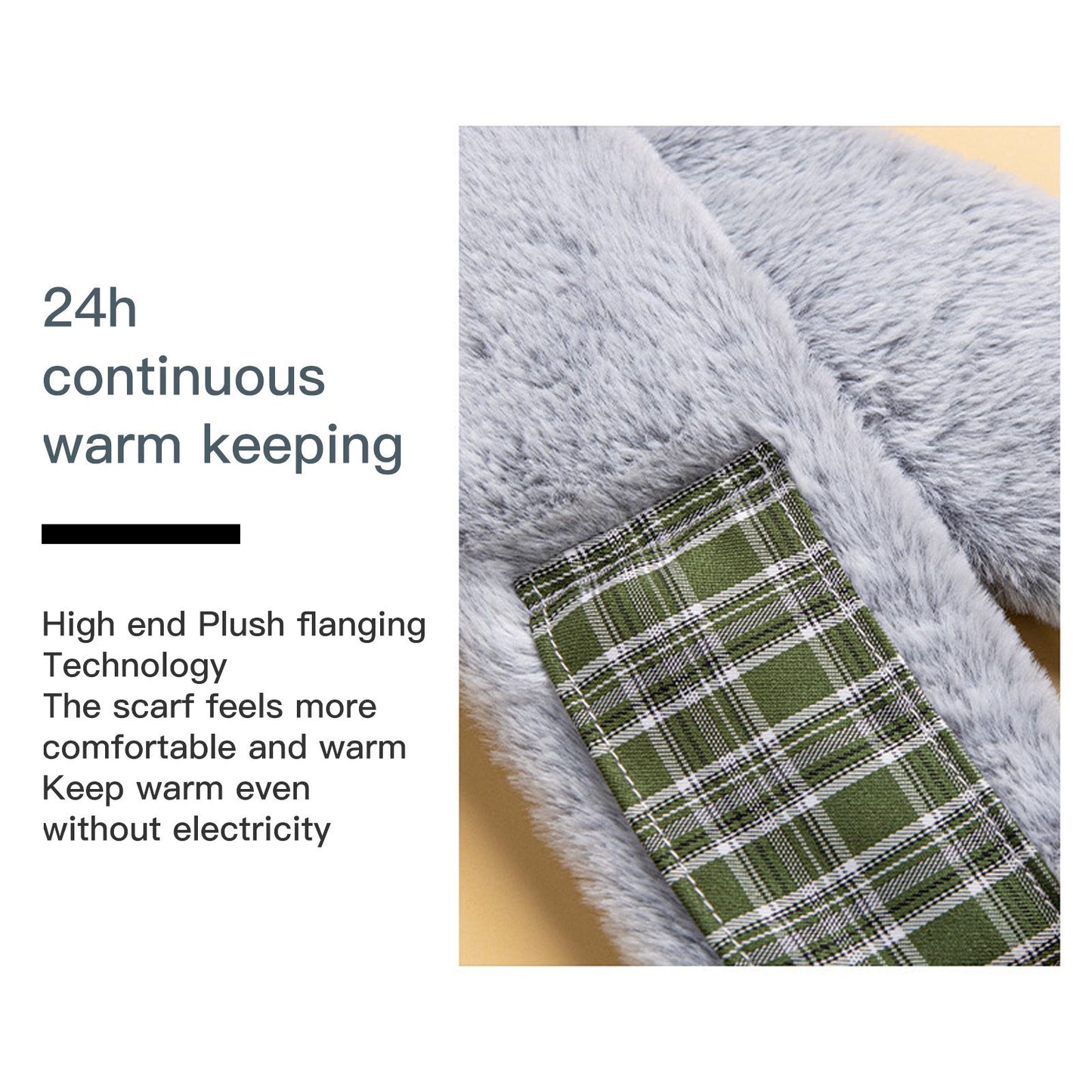 Intelligent USB Charging Heating Scarf Three Grade Temperature Adjustment Plush Neck Protection Fashion Heating Scarf