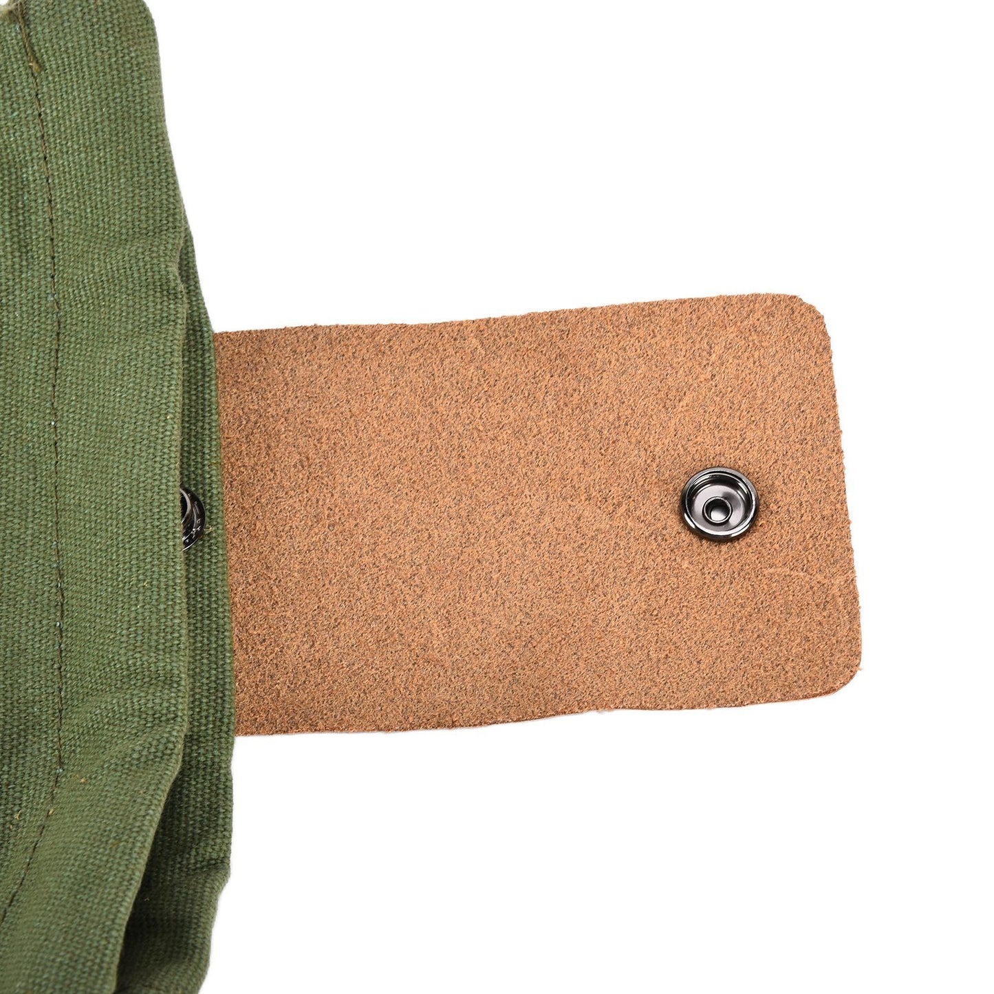 Leather Canvas Foraging Pouch Belt Fruit Picking Bag for Camping Fruit CollectingArmy Green