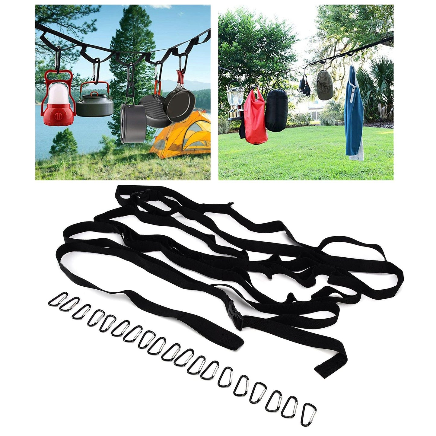 Outdoor Camping Lanyard Hanger with 19 Loops Campsite Storage Strap for Hanging Camping Equipment