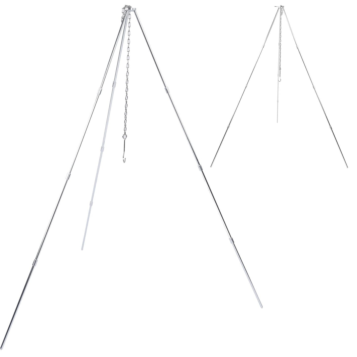 4 Section Campfire Tripod Portable Aluminum Alloy Hanging Pot Tripod for Outdoor