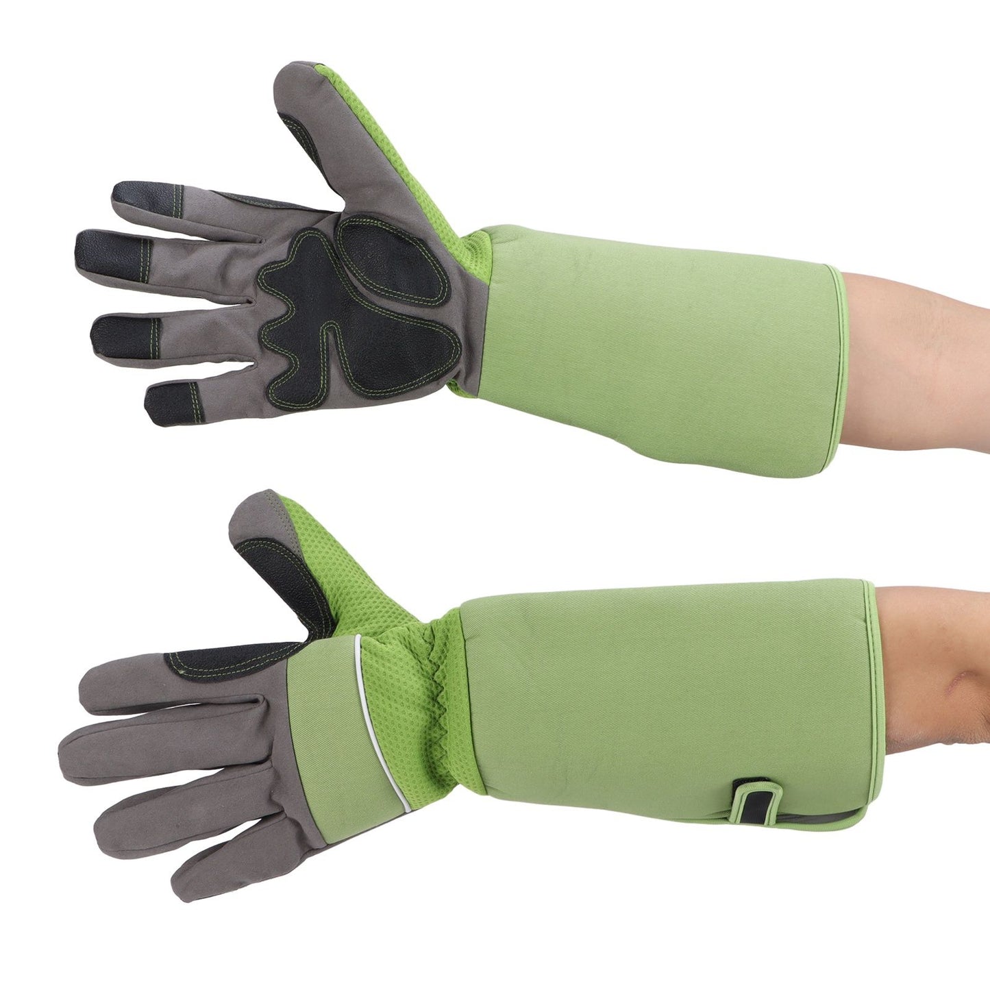 1Pair Garden Work Gloves Cut Resistent Stabproof Puncture Proof Pruning Gloves with Forearm Protection Green