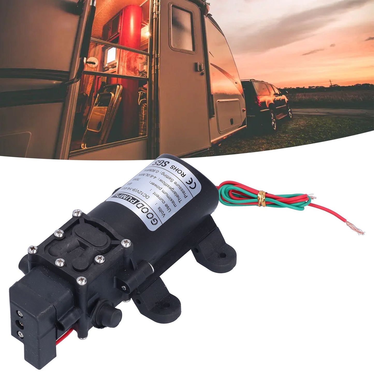 3308 Diaphragm Pump Self Priming Spray Pump for Garden Irrigation Car Washing 12V 70W