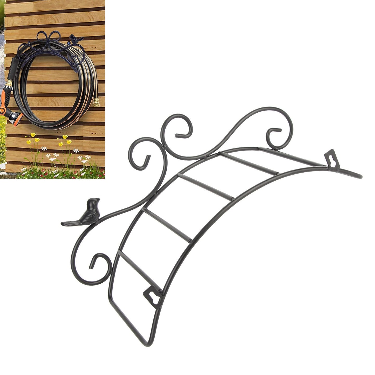 Garden Hose Holder Black Multifunction Antique Style Bird Brackets Water Pipe Storage