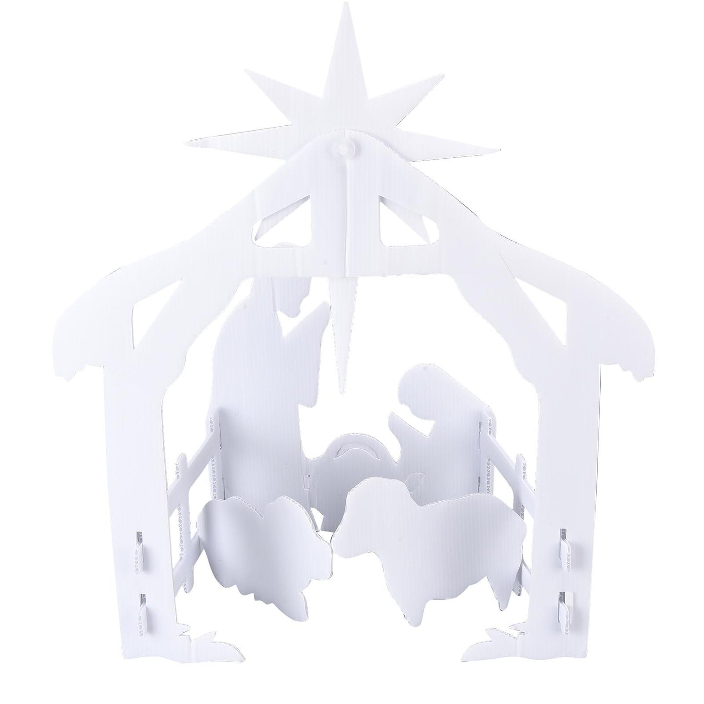 44x27x5cm Christmas Jesus Scene White PP Hollow Board Outdoor Nativity Scene for Lawn Garden Courtyard