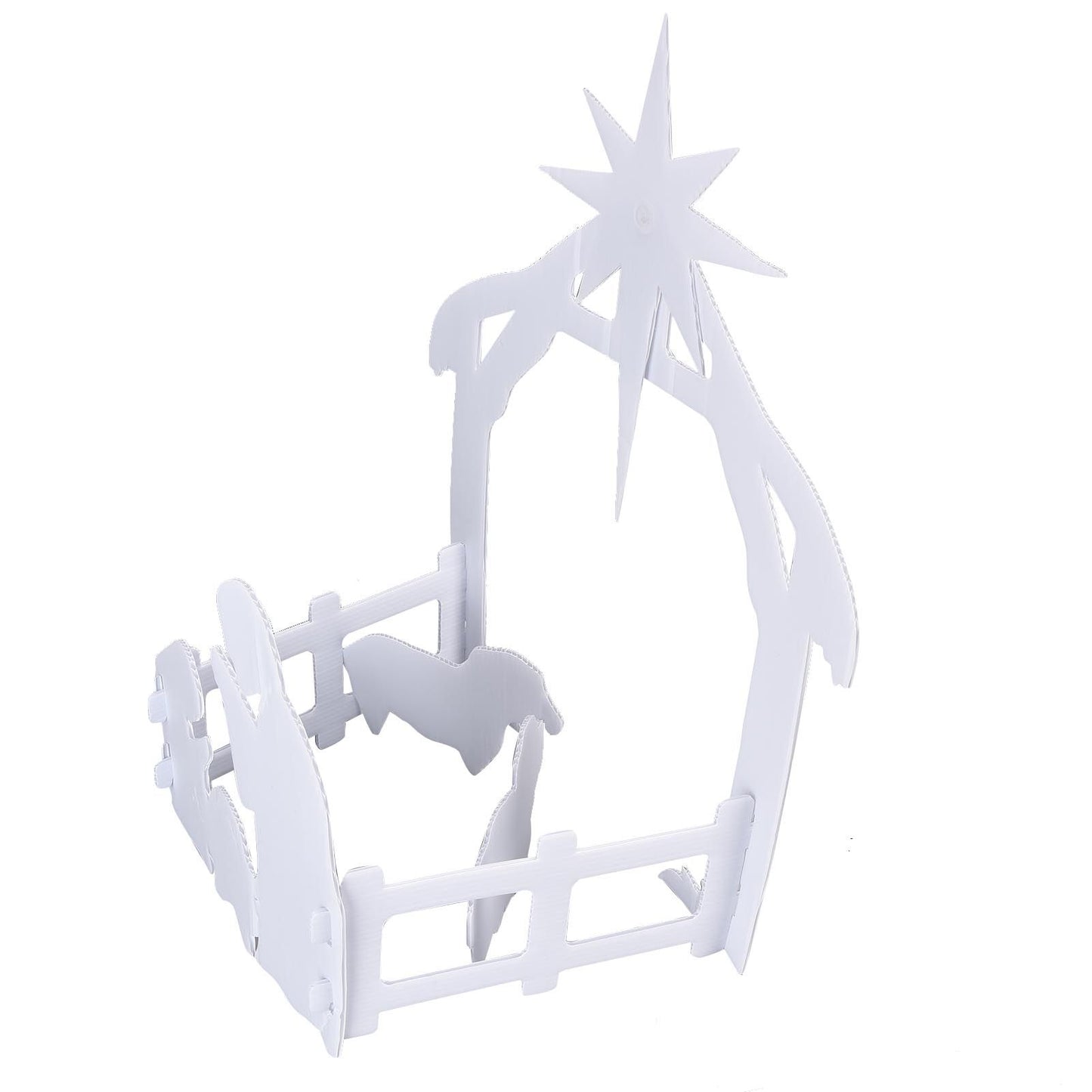44x27x5cm Christmas Jesus Scene White PP Hollow Board Outdoor Nativity Scene for Lawn Garden Courtyard