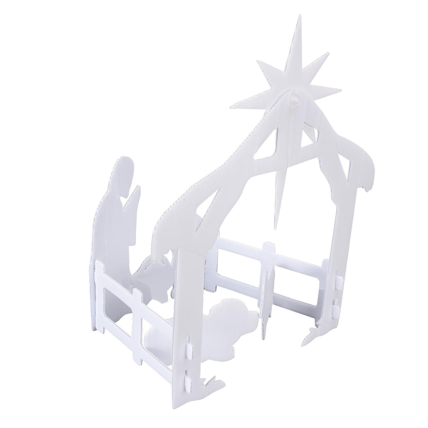 44x27x5cm Christmas Jesus Scene White PP Hollow Board Outdoor Nativity Scene for Lawn Garden Courtyard