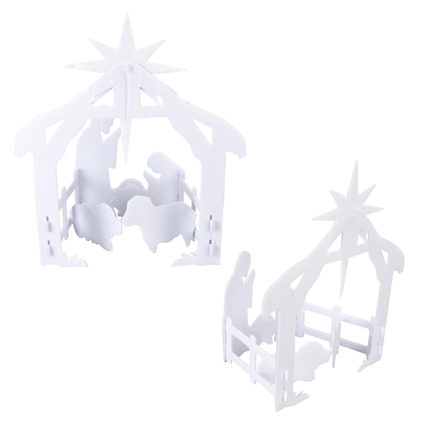 44x27x5cm Christmas Jesus Scene White PP Hollow Board Outdoor Nativity Scene for Lawn Garden Courtyard
