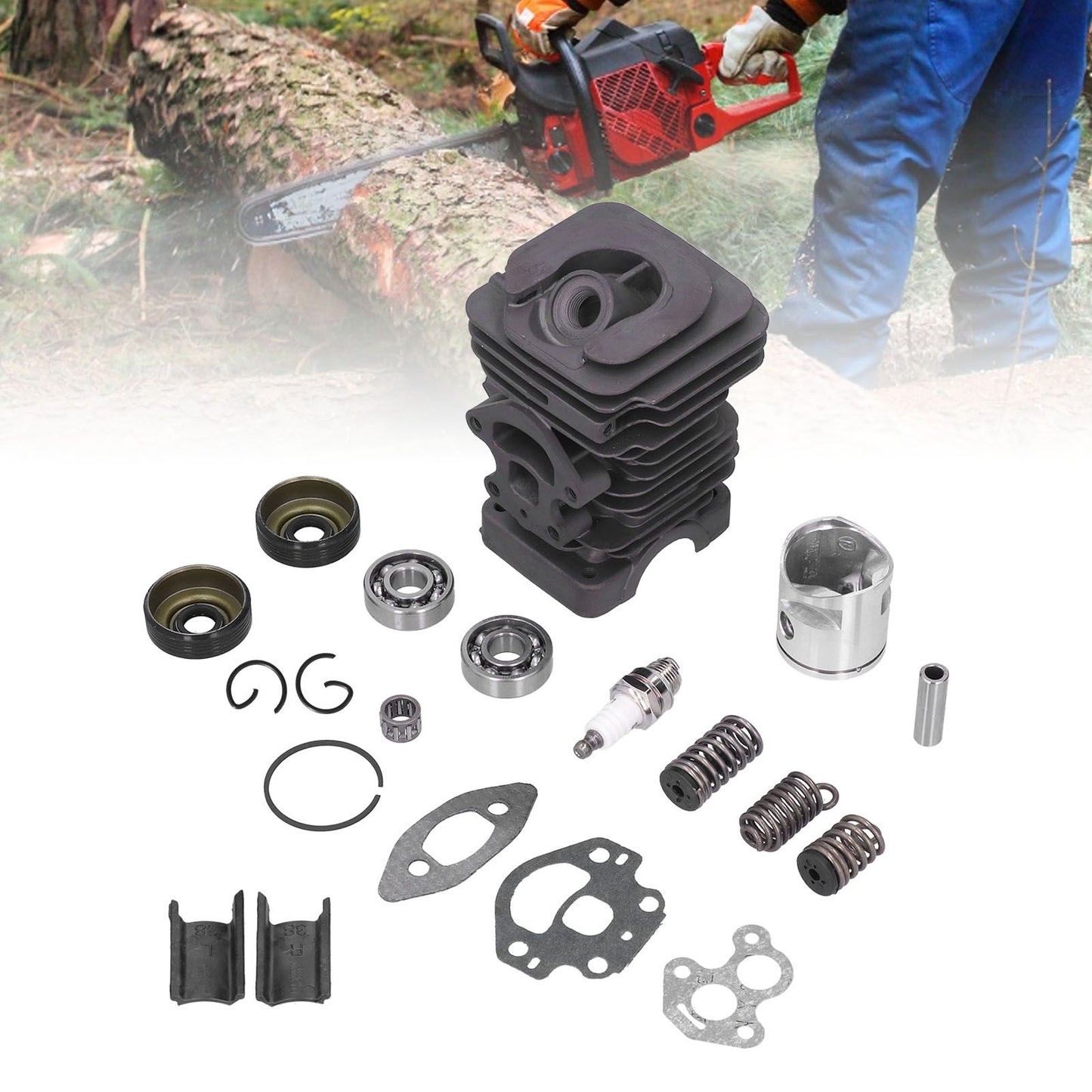 39mm Cylinder Piston Kit Chainsaw Cylinder Needle Bearing Spring Set for Husqvarna 235 236 236E 240 240E