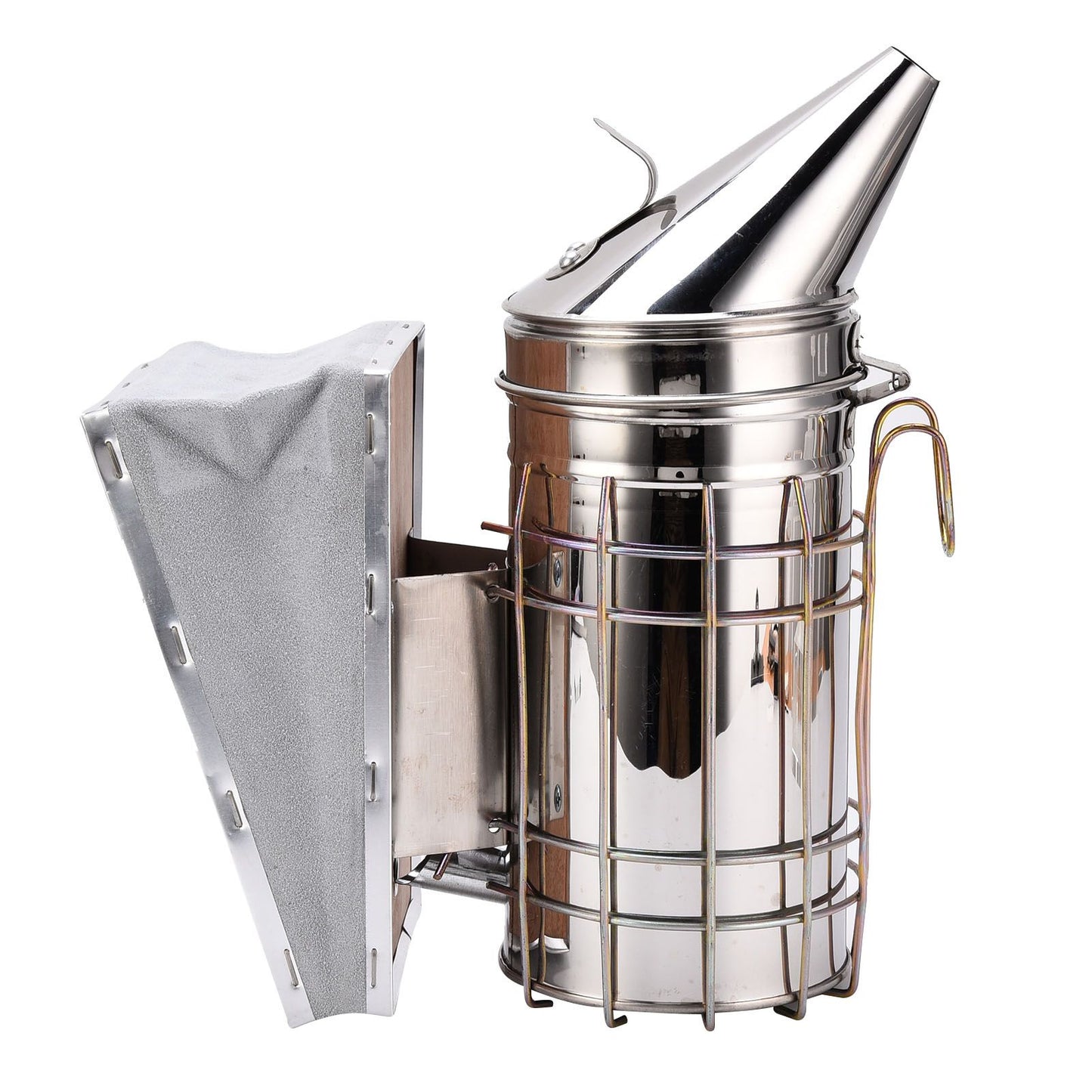 4PCS/Set Beehive Smoker Set Frame Clip Scraper Moxa Cone Stainless Steel Smoker Beekeeper Starter Kit for Beekeeping