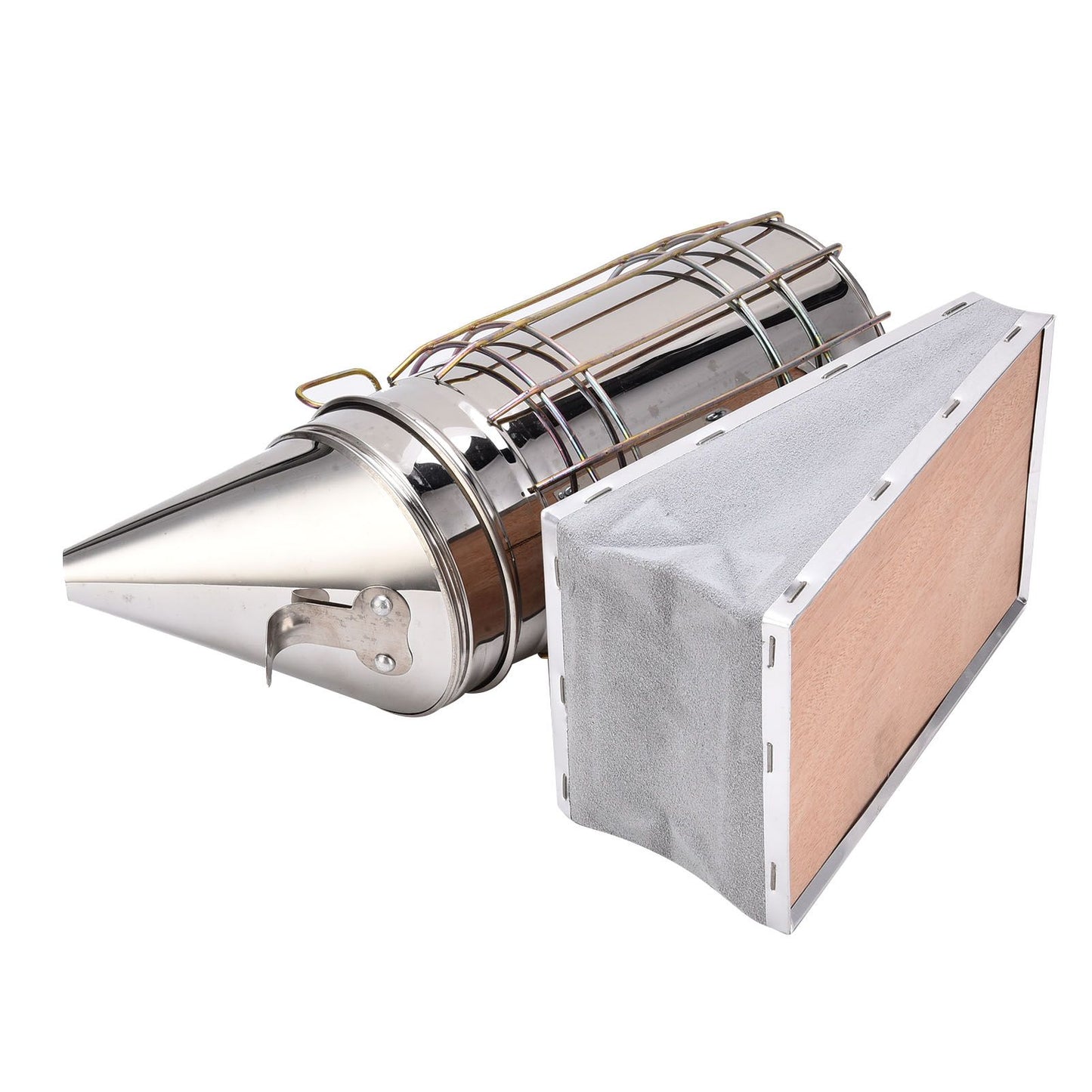 4PCS/Set Beehive Smoker Set Frame Clip Scraper Moxa Cone Stainless Steel Smoker Beekeeper Starter Kit for Beekeeping
