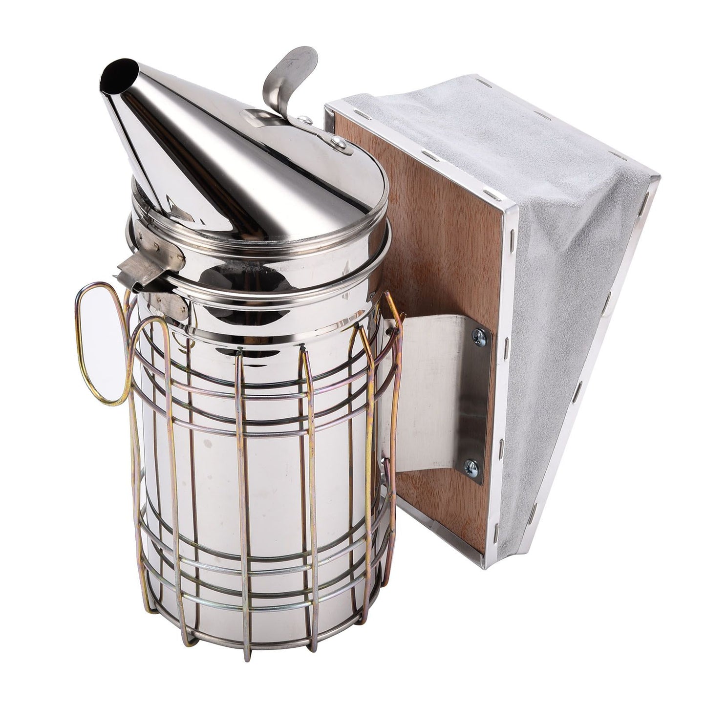 4PCS/Set Beehive Smoker Set Frame Clip Scraper Moxa Cone Stainless Steel Smoker Beekeeper Starter Kit for Beekeeping