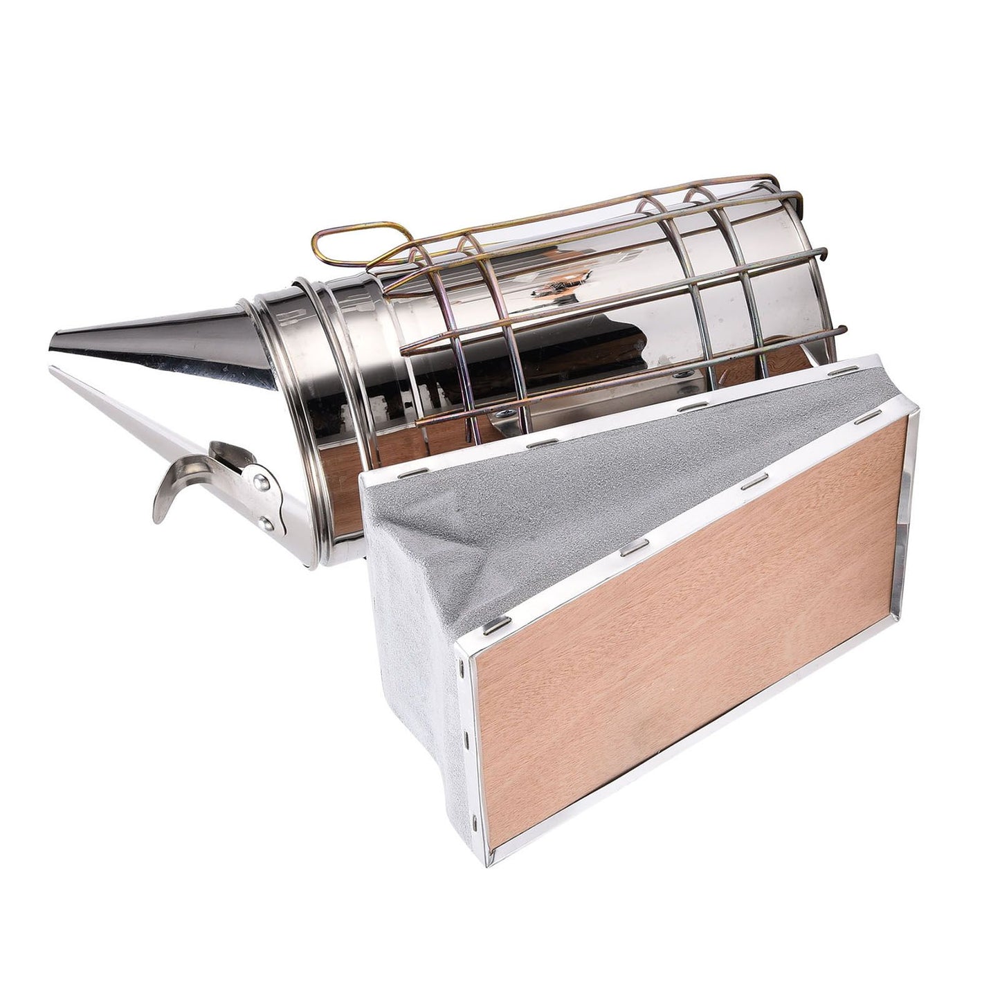 4PCS/Set Beehive Smoker Set Frame Clip Scraper Moxa Cone Stainless Steel Smoker Beekeeper Starter Kit for Beekeeping
