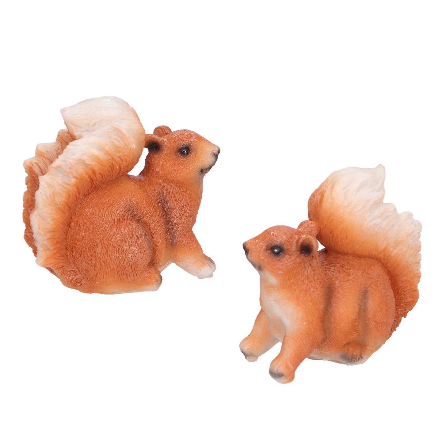 1 Pair Squirrel Resin Figurines Miniature Squirrel Animals Statue Sculpture Ornament for Garden Lawn Decoration