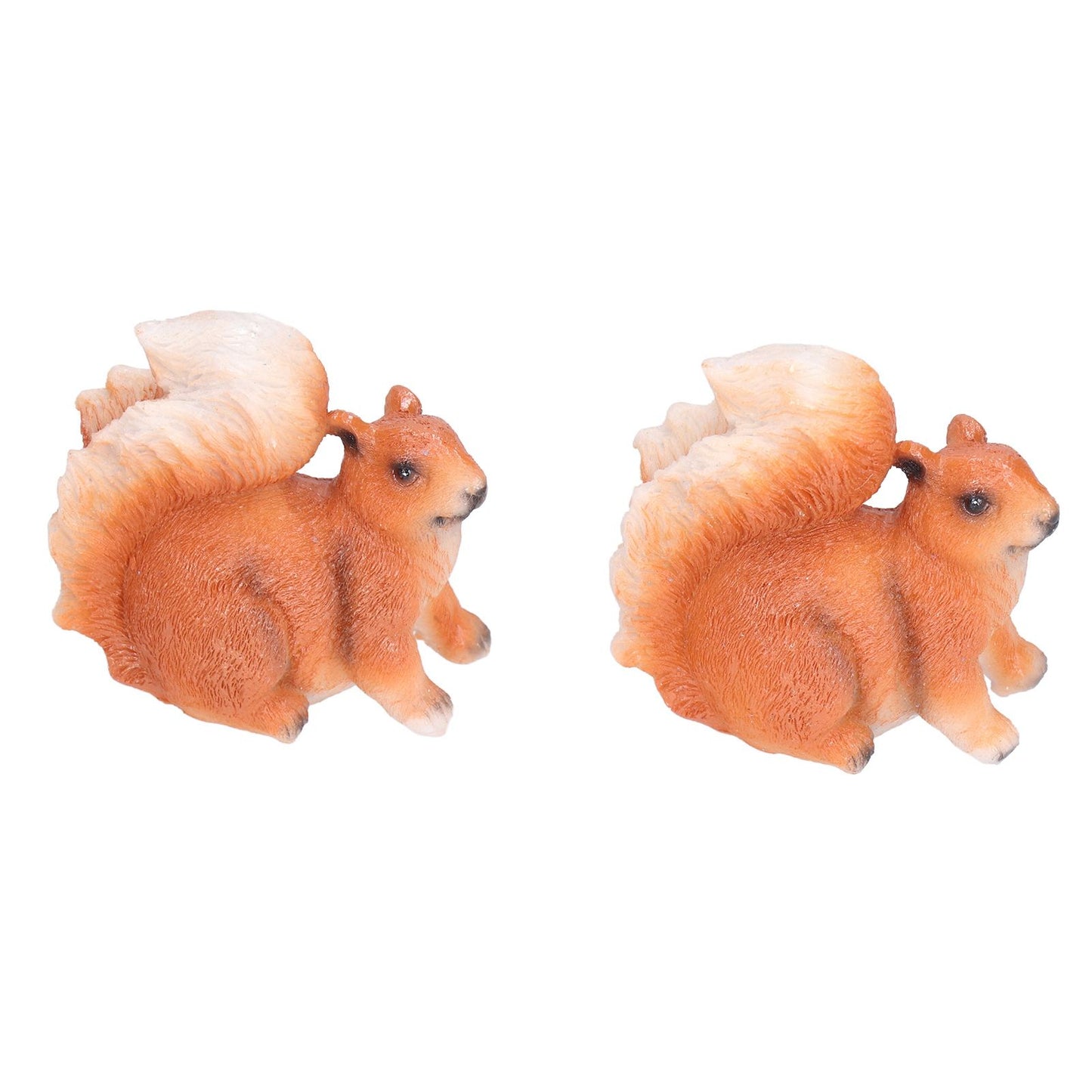 1 Pair Squirrel Resin Figurines Miniature Squirrel Animals Statue Sculpture Ornament for Garden Lawn Decoration