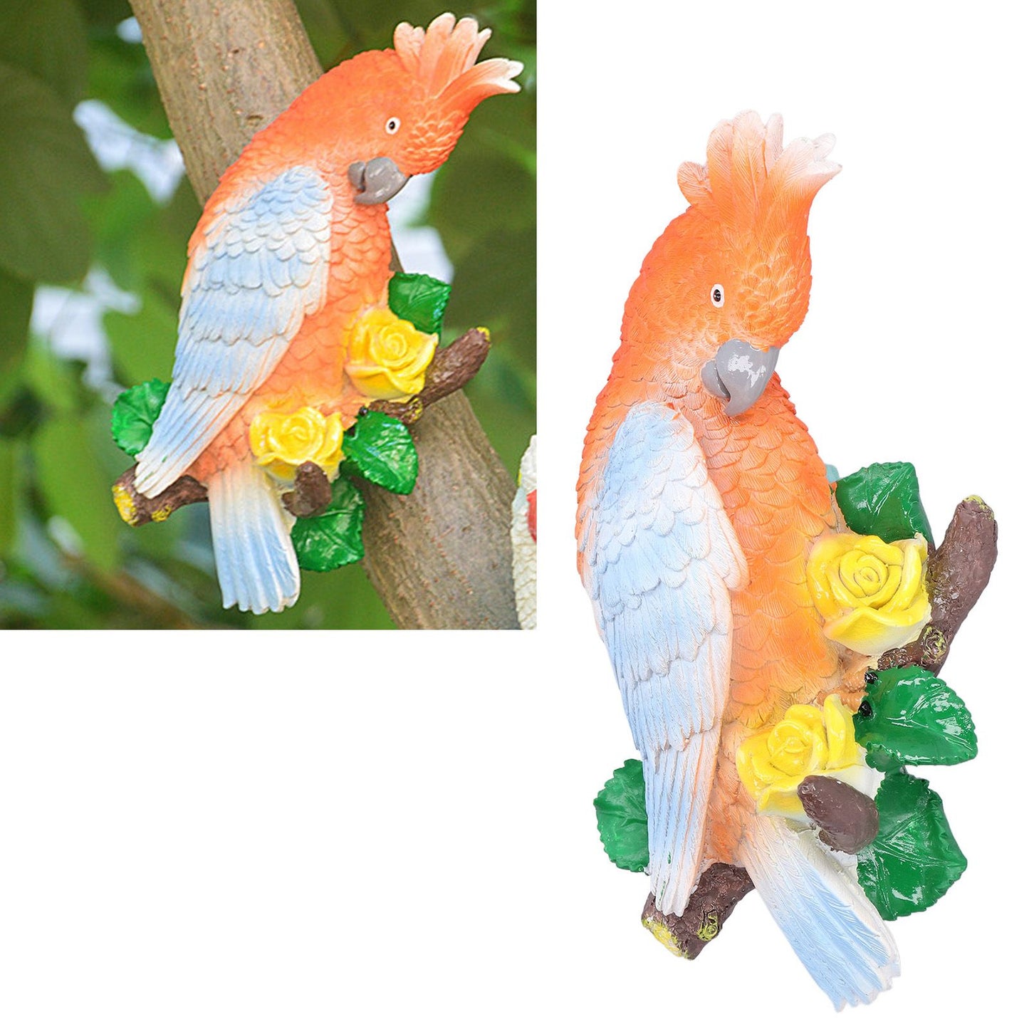 Cockatoo Ornaments Resin Cockatoo Sculptures Decoration for Landscape Home Gardening