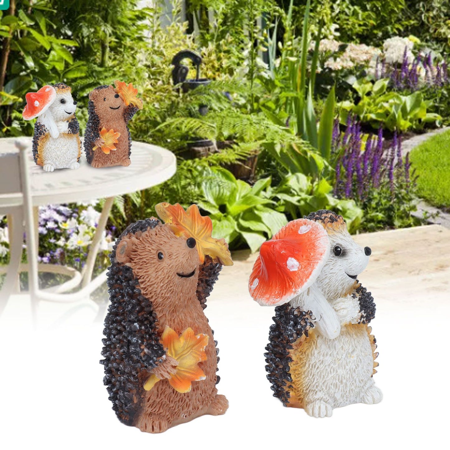 1 Pair Resin Hedgehog Ornament Micro Landscape Animal Decoration for Birthday Bedroom Study