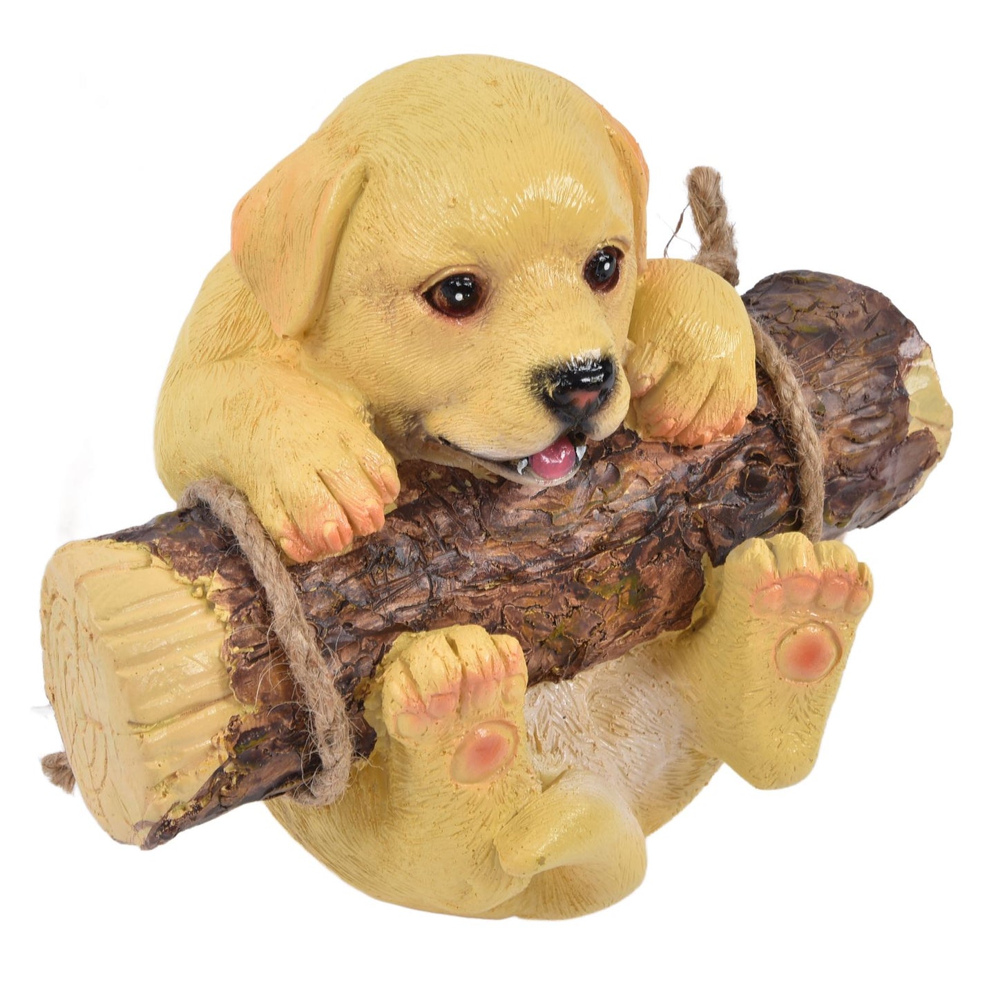 Resin Swinging Puppy Dog Statue Simulation Animal Model Figurine Sculpture Crafts Outdoor Garden Decoration