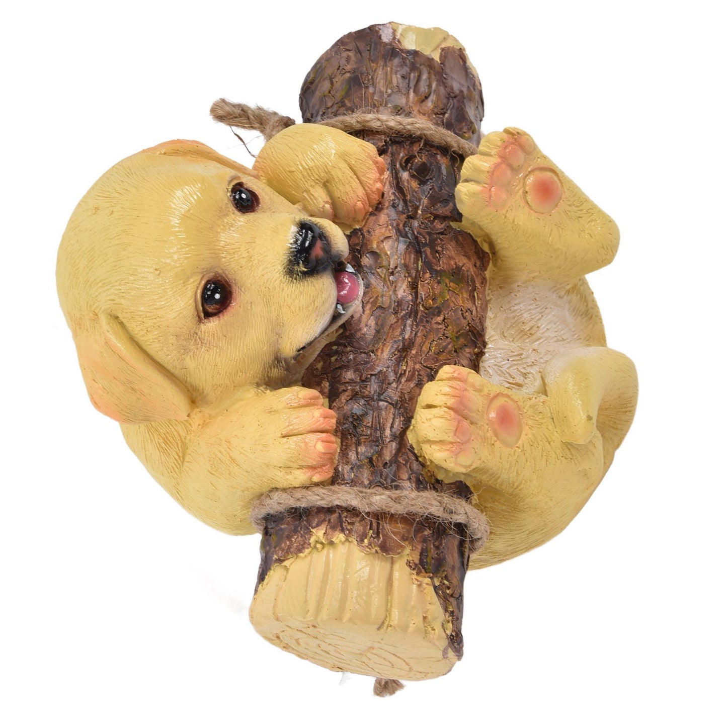 Resin Swinging Puppy Dog Statue Simulation Animal Model Figurine Sculpture Crafts Outdoor Garden Decoration