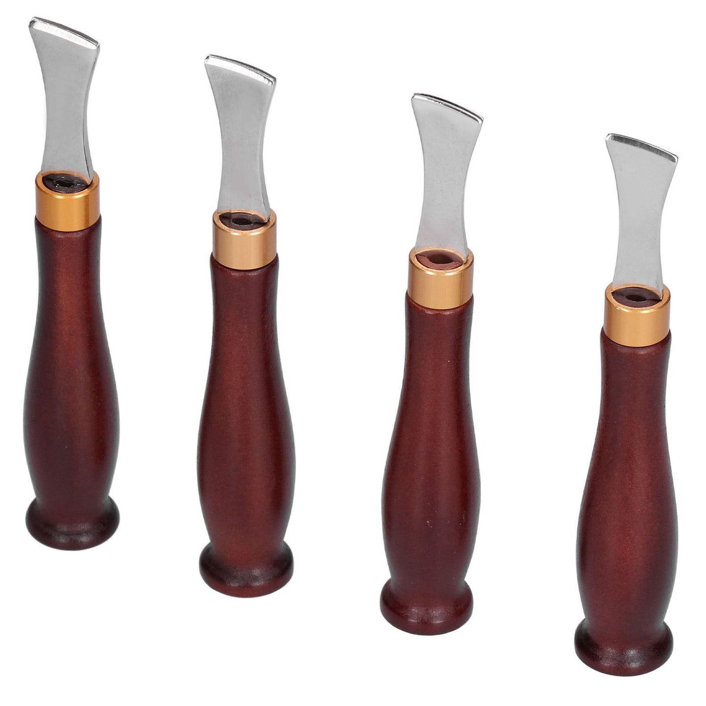4pcs Leather Edgers Sharp Professional Trimming Working Kit with Wooden Handle for DIY Craft Leather Cutting