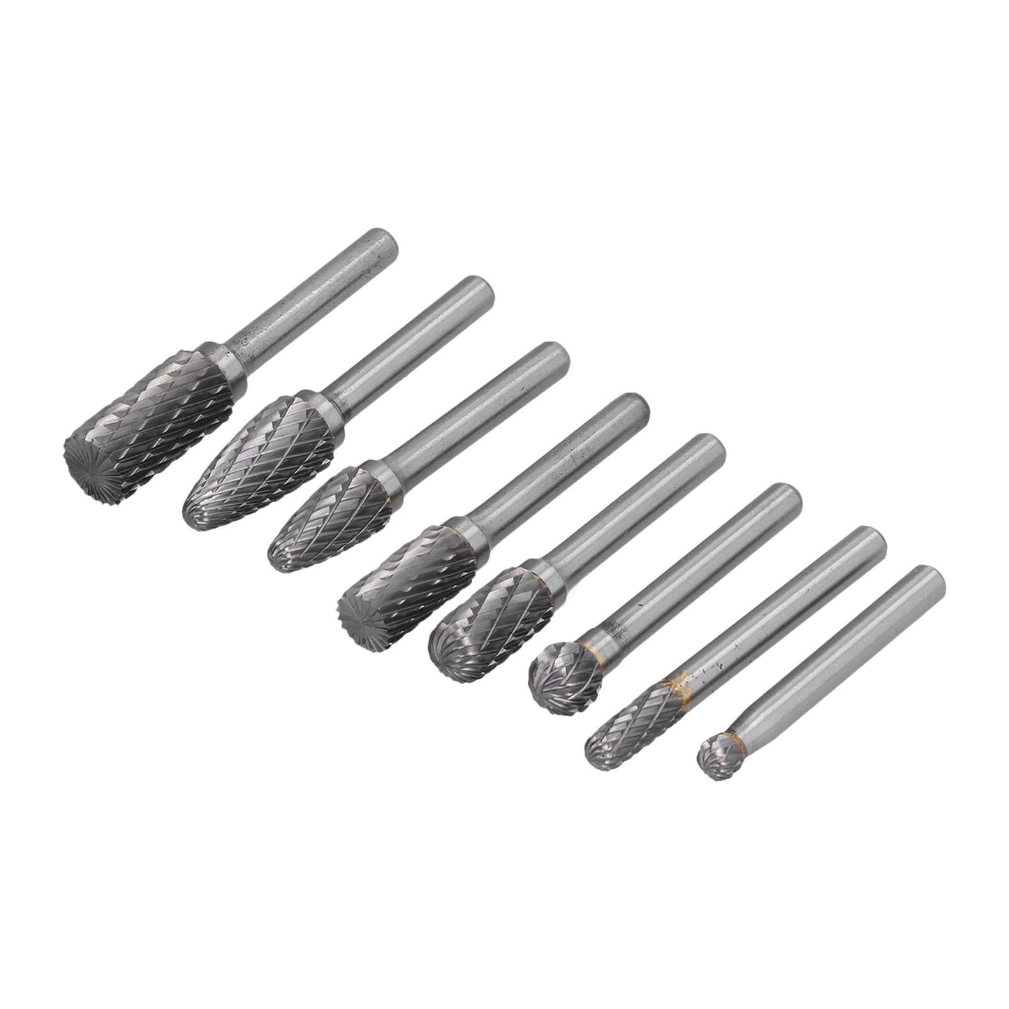 8pcs Tungsten Carbide Burr Bits Dia 6mm Rotary File Set for Wood Carving Metal Working