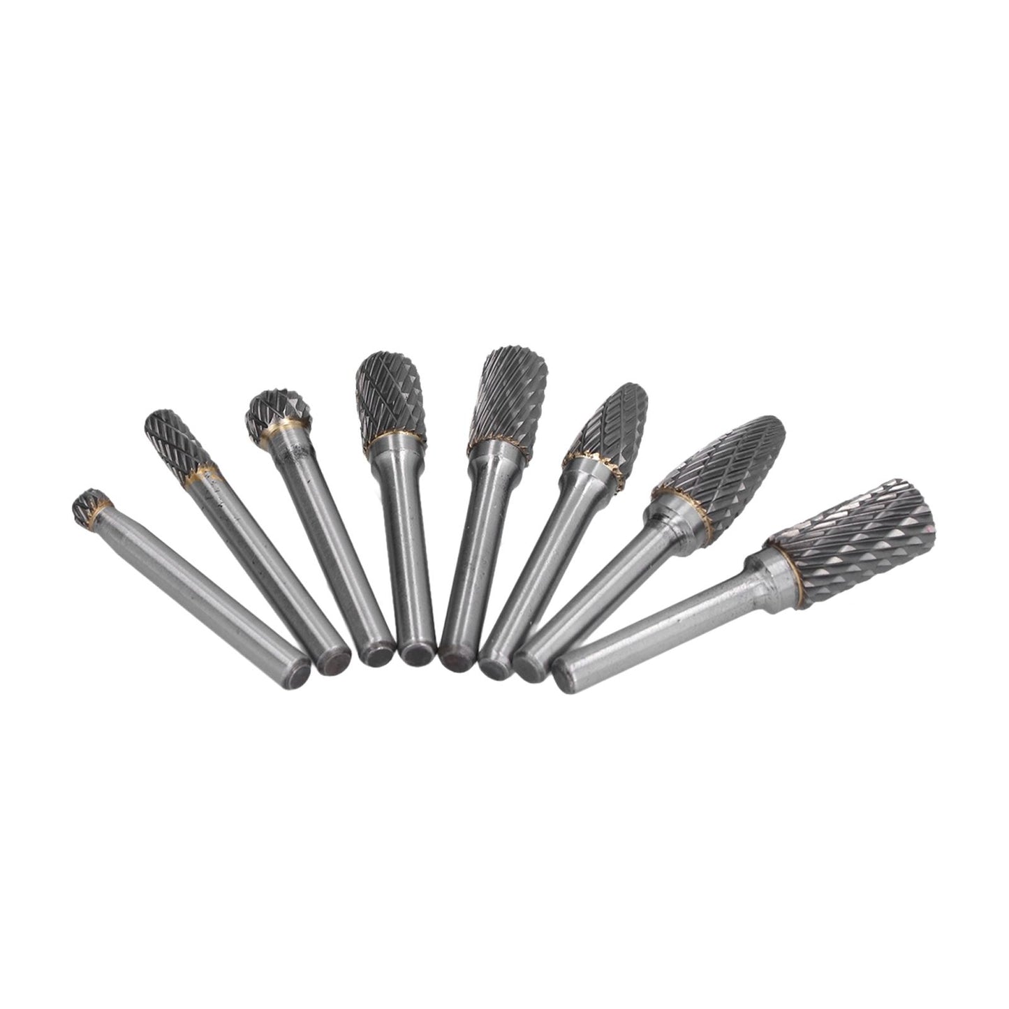 8pcs Tungsten Carbide Burr Bits Dia 6mm Rotary File Set for Wood Carving Metal Working