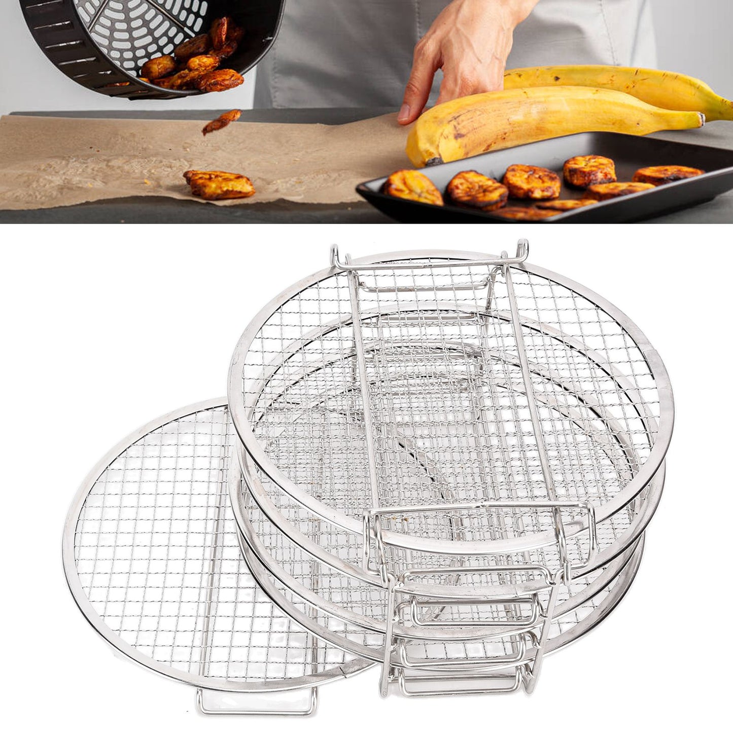 Stackable Dehydrator Rack Stainless Steel Drying Rack with Anti Scalding Gloves Fit for Ninja Foodi Fryer
