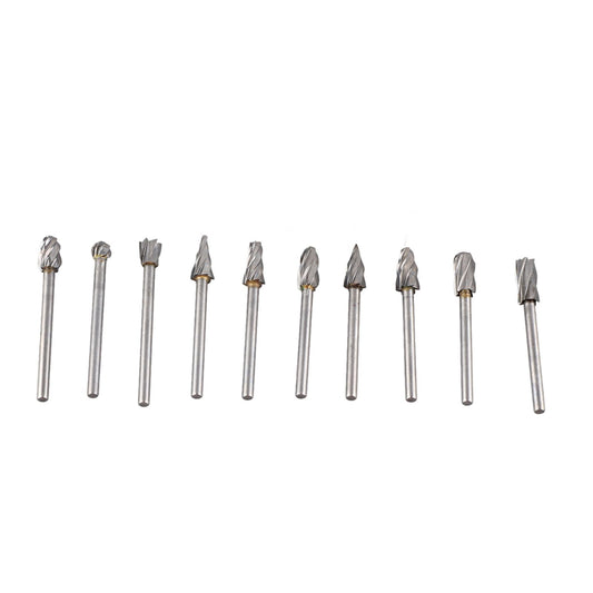 10Pcs Carbide Burr Set Alloy Tungsten Steel High Hardness Wide Application for Dremel Wood Carving Bits for Woodworking