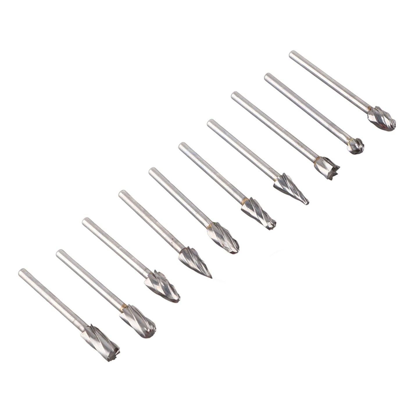 10Pcs Carbide Burr Set Alloy Tungsten Steel High Hardness Wide Application for Dremel Wood Carving Bits for Woodworking