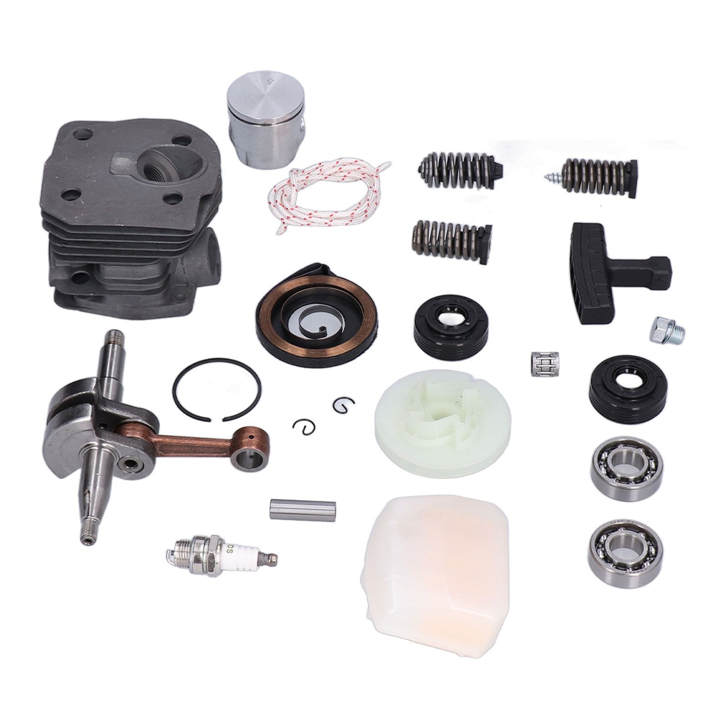 Cylinder Piston Assembly Oil Seal Crankshaft Spark Plug Kit 537253002 Replacement for Husqvarna 340 345 350 Chain Saw