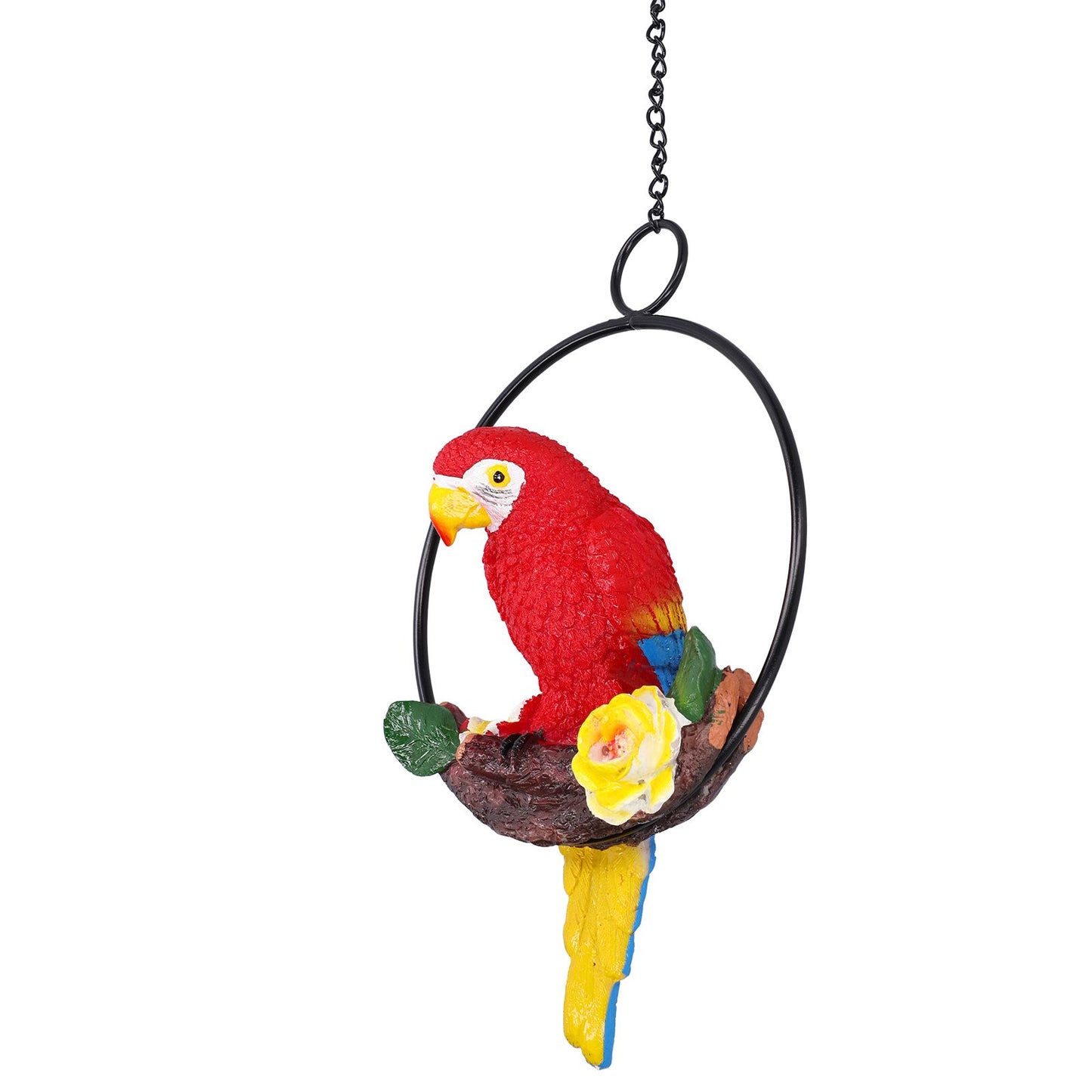 Macaw Garden Pendant Synthetic Resin Hanging Ring Parrots Sculpture for Pathway Yard Patio Lawn