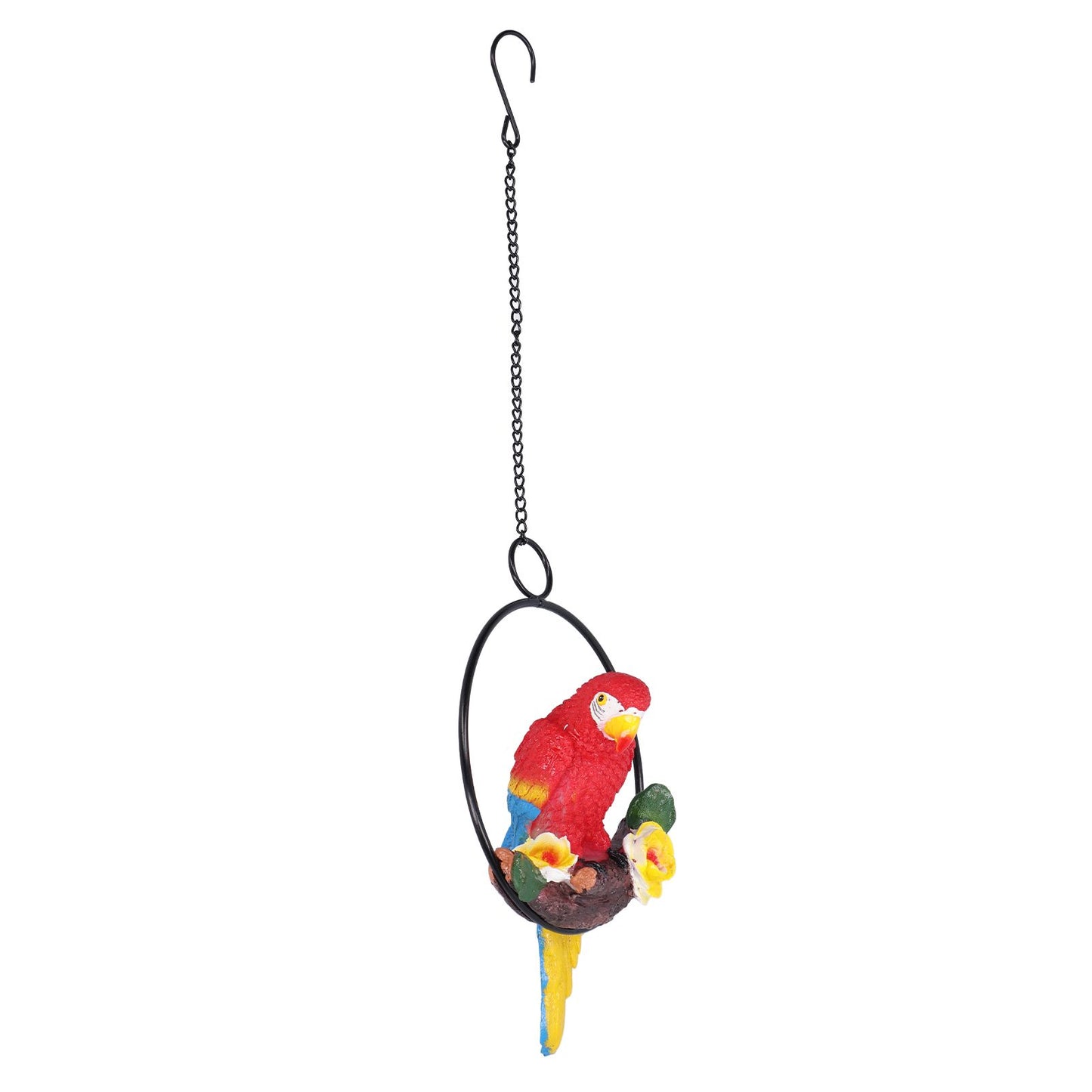 Macaw Garden Pendant Synthetic Resin Hanging Ring Parrots Sculpture for Pathway Yard Patio Lawn