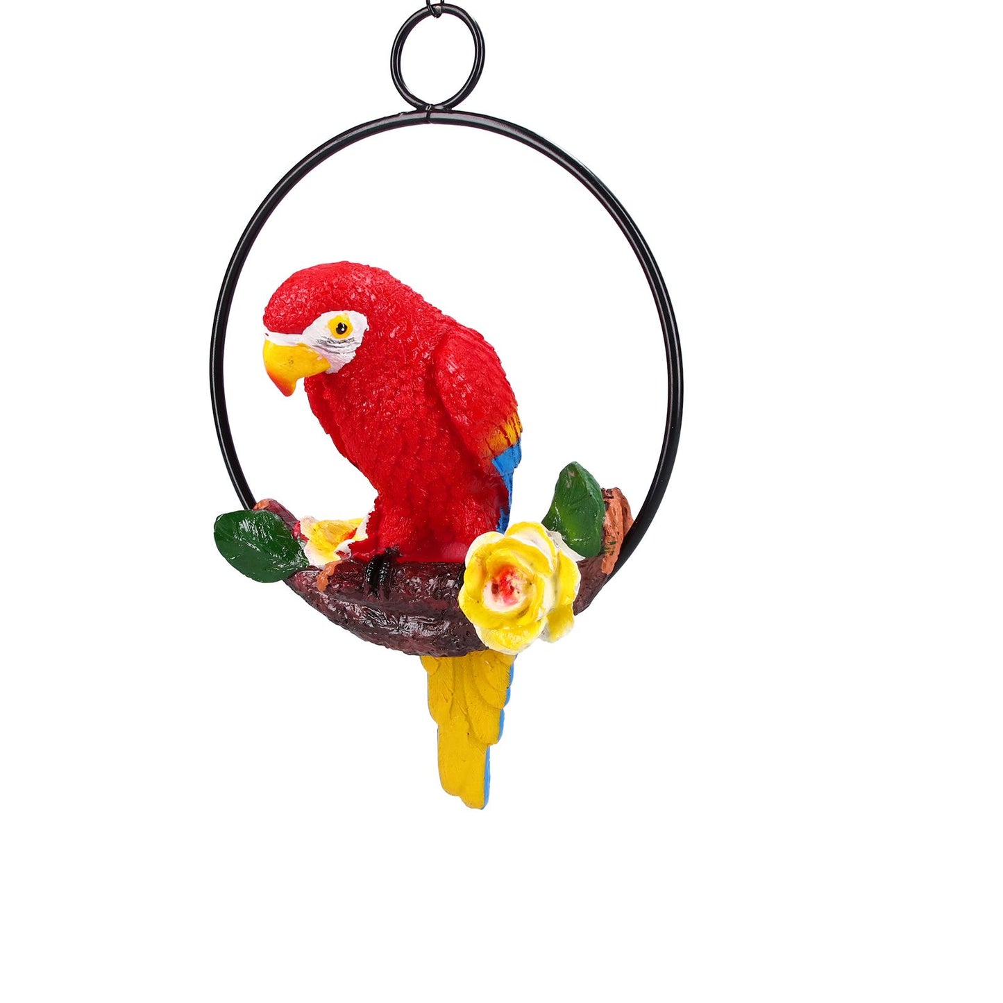 Macaw Garden Pendant Synthetic Resin Hanging Ring Parrots Sculpture for Pathway Yard Patio Lawn