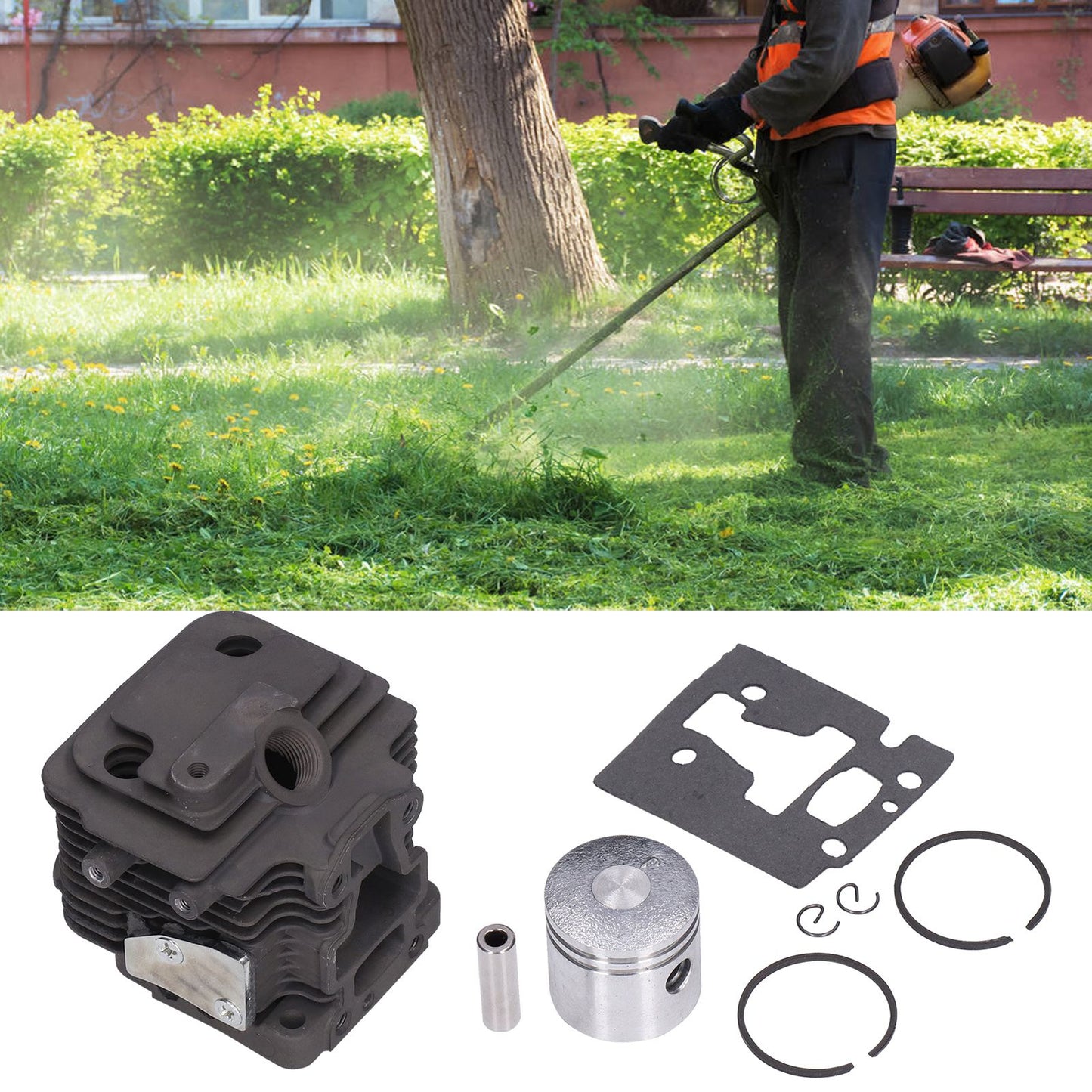 32mm Cylinder Piston Kit Garden Brush Cutter Cylinder Piston Assembly with Gasket for TJ23