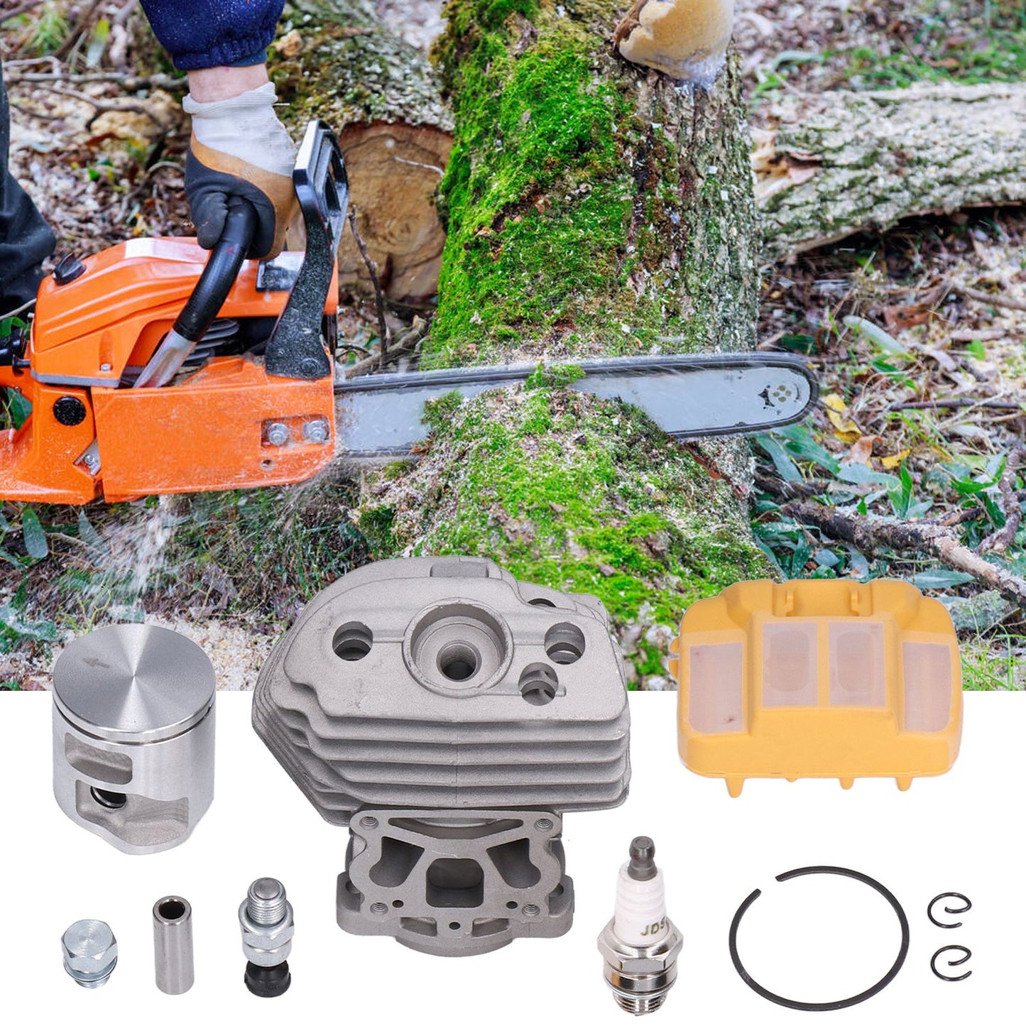 43mm Cylinder Piston Air Filter Kit Chainsaw Cylinder Assembly for Husqvarna 545 550xp