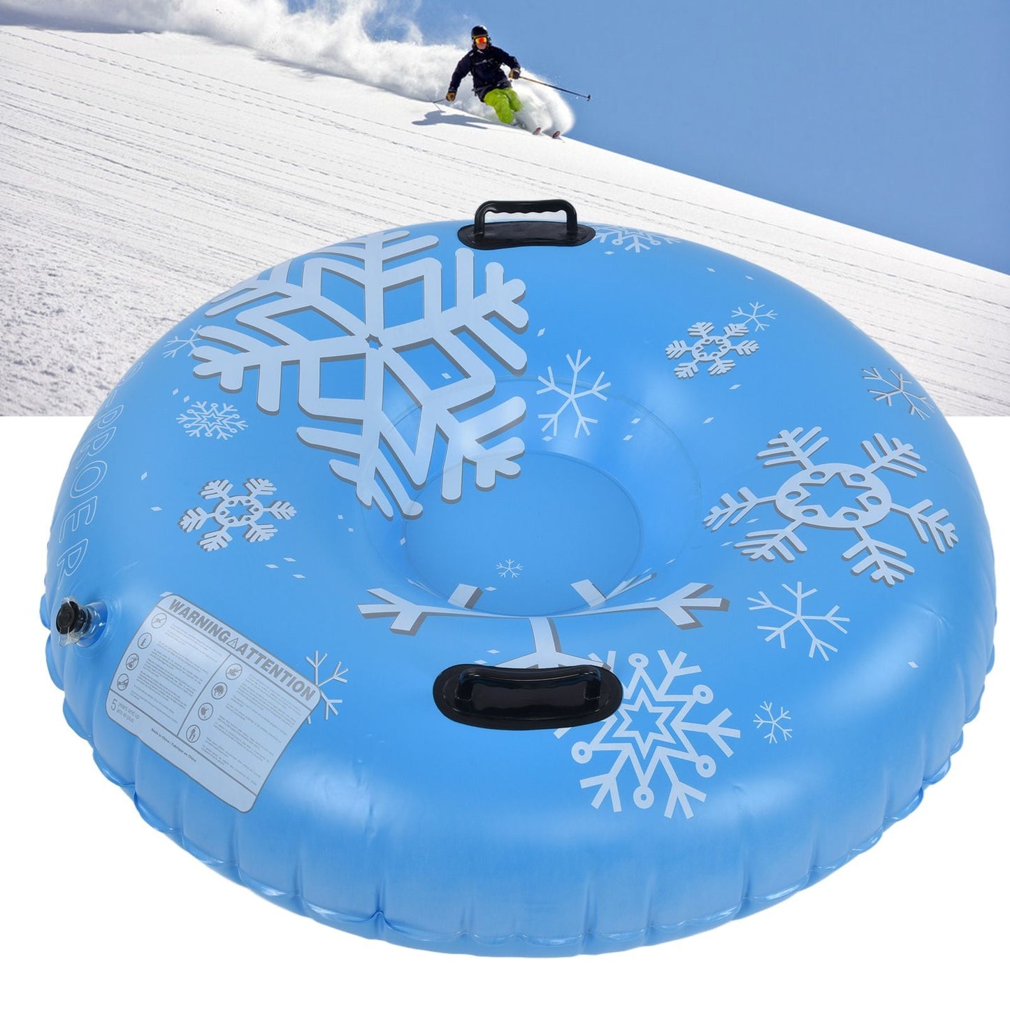 Snow Tubes PVC 450lbs Load Inflatable Ski Rings Tube with Handle for Adults Family Outdoor Sports