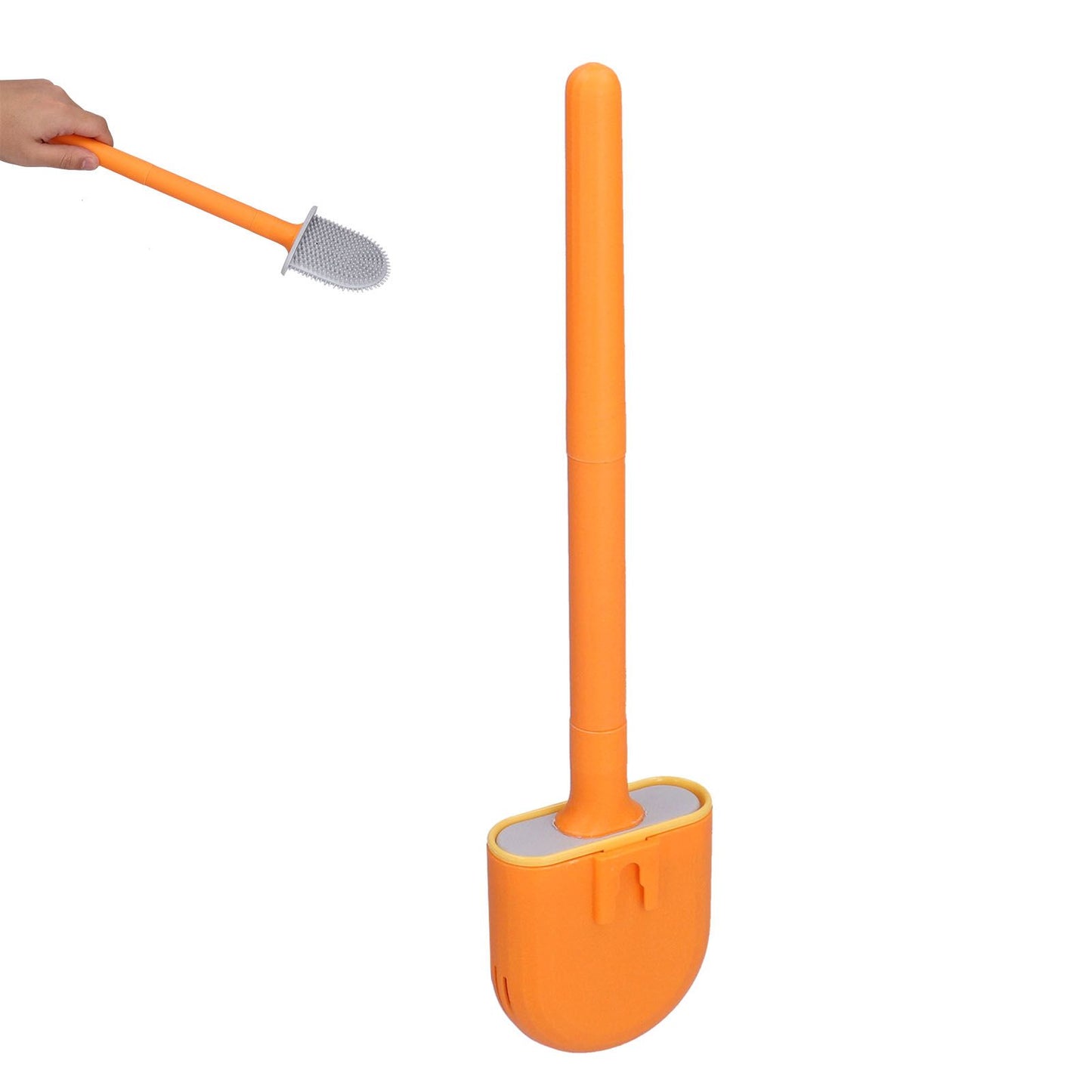 Wall Mounted Toilet Brush Drying Holder Set with Detachable Handle Cleaning Tool for Home Hotel BathroomOrange