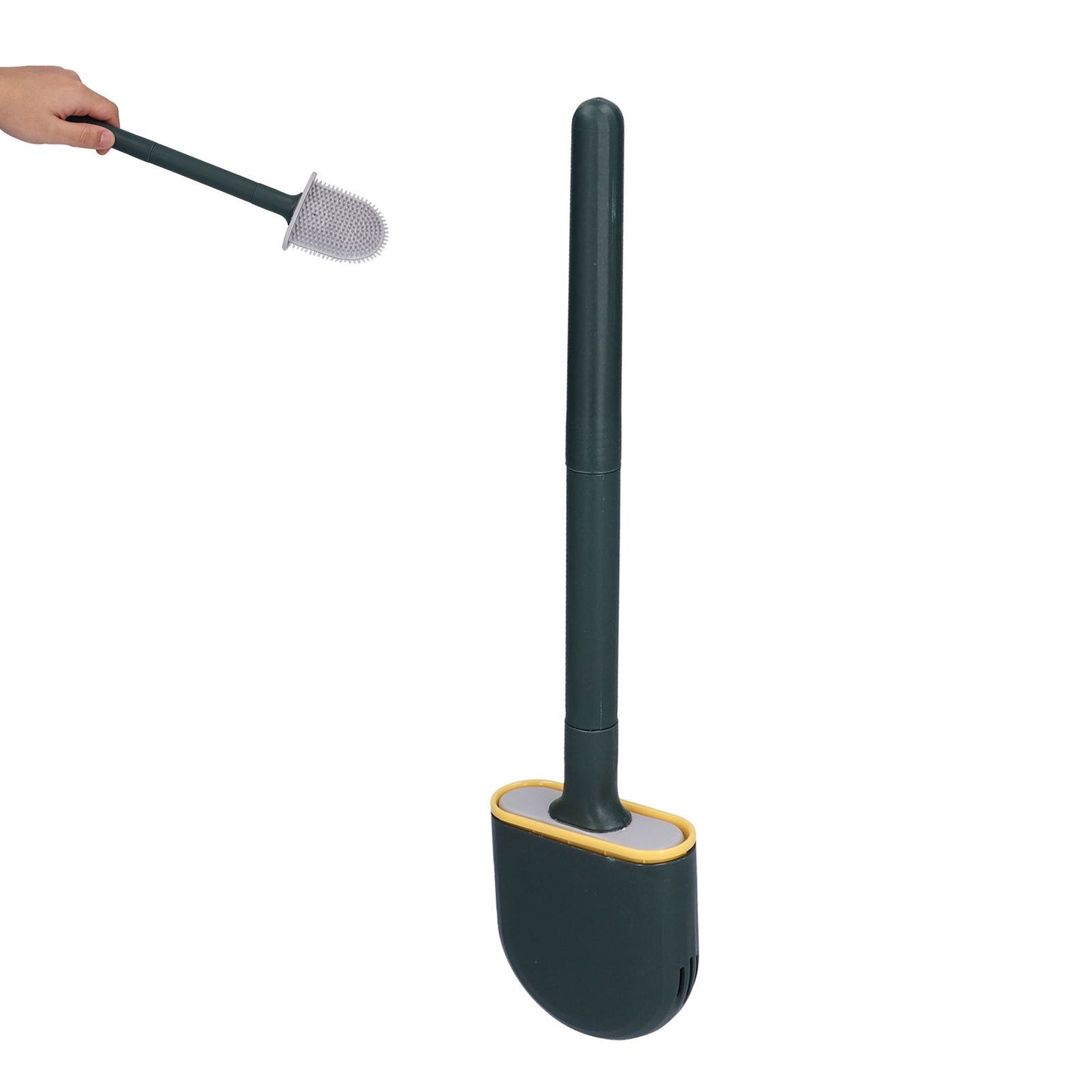 Wall Mounted Toilet Brush Drying Holder Set with Detachable Handle Cleaning Tool for Home Hotel BathroomGreen